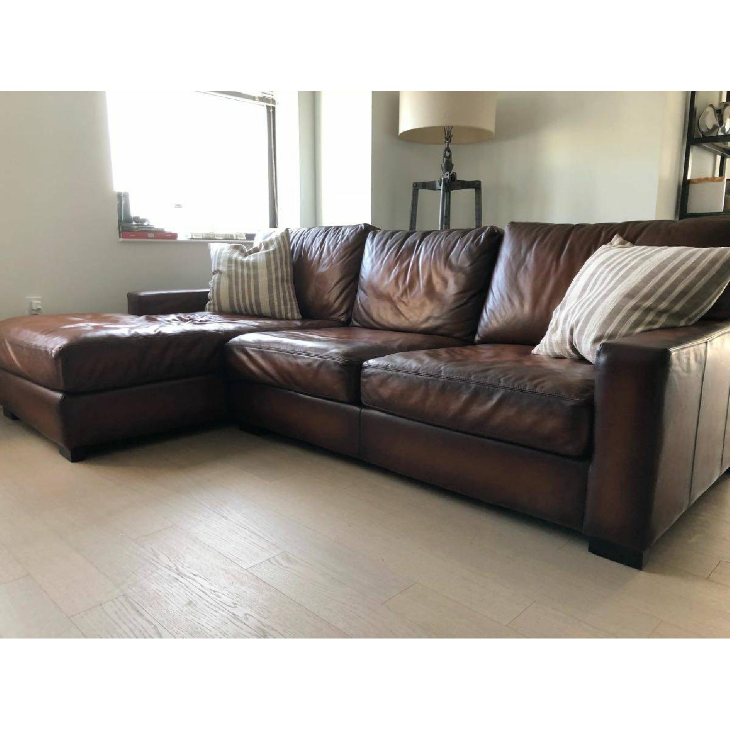 Pottery Barn Leather Turner Square Arm Sectional Sofa - image-1