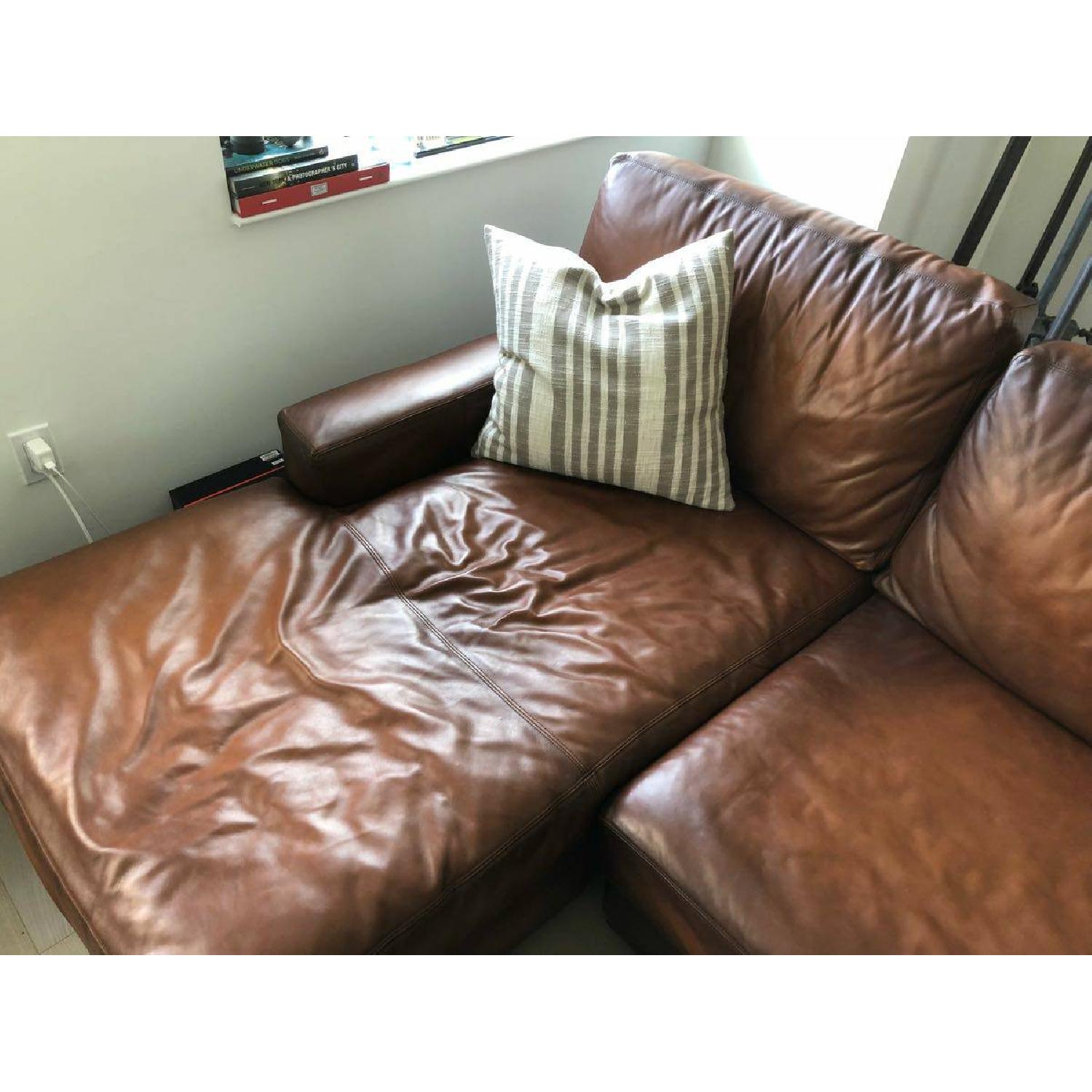 Pottery Barn Leather Turner Square Arm Sectional Sofa - image-3