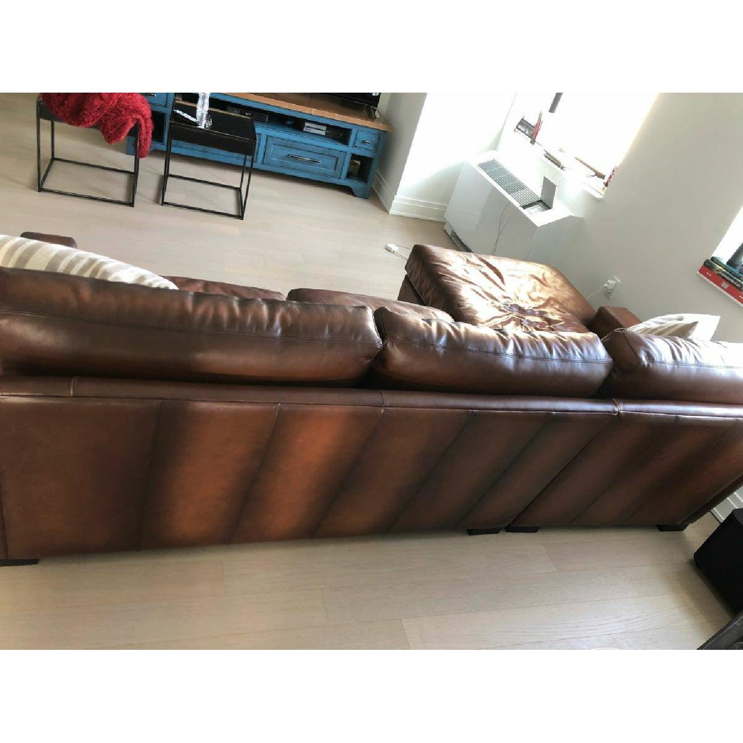 Pottery Barn Leather Turner Square Arm Sectional Sofa - image-5