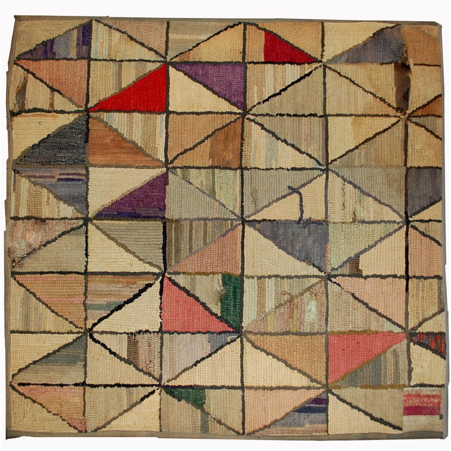 Antique 1880s American Hooked Rug - AptDeco