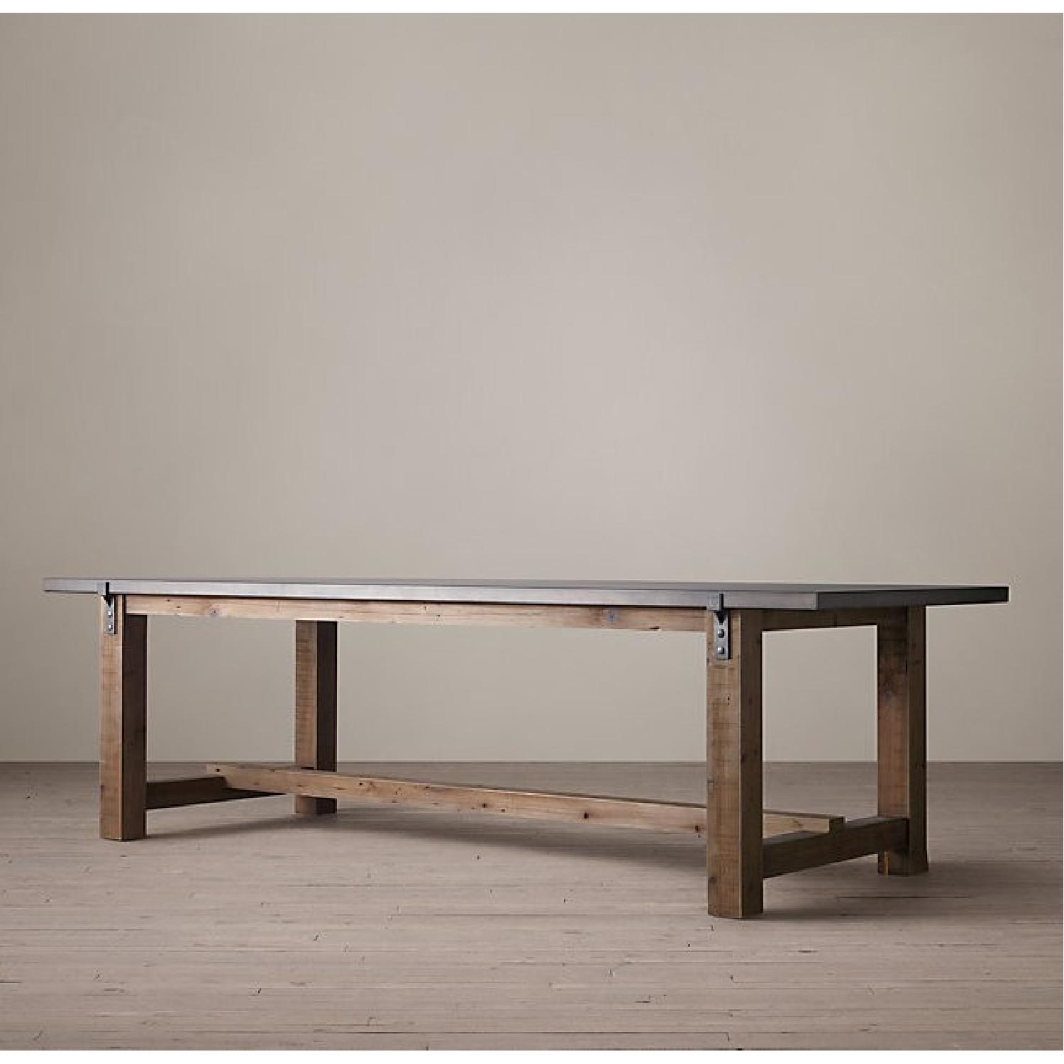 Restoration Hardware Wood & Zinc Dining/Conference Table - image-2