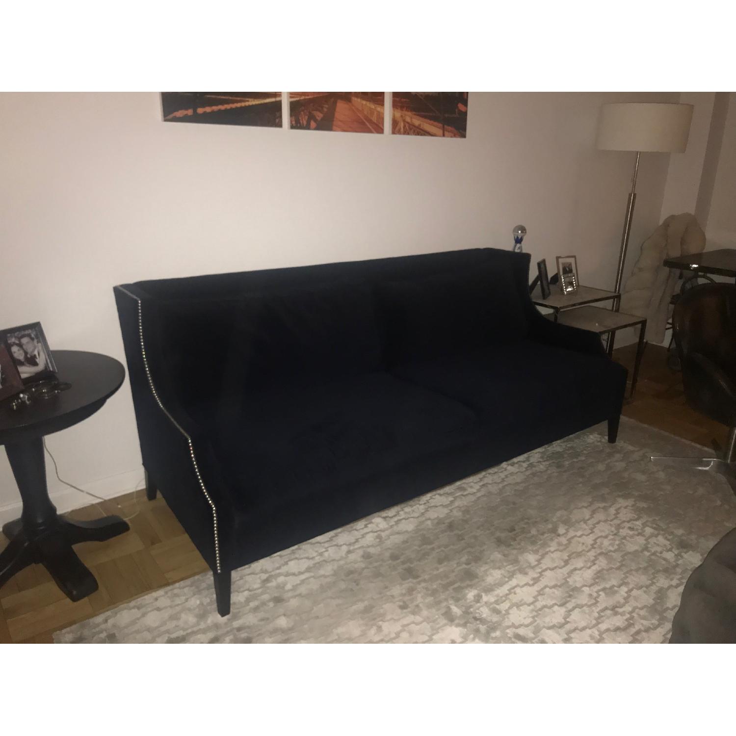 Mitchel Gold + Bob Williams Blue Velvet Sofa - image-1