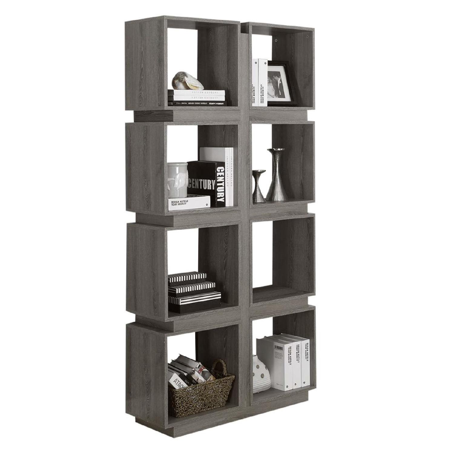Grey Stained Wood Open Bookcase/Room Divider - image-0