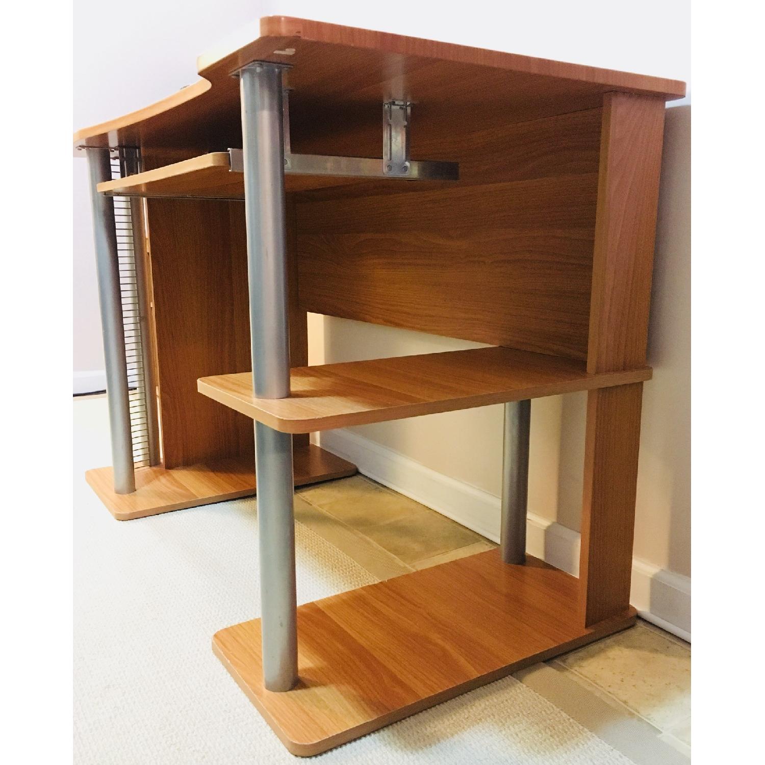 Z-Line Computer Desk w/ Wood & Glass Shelves - image-1