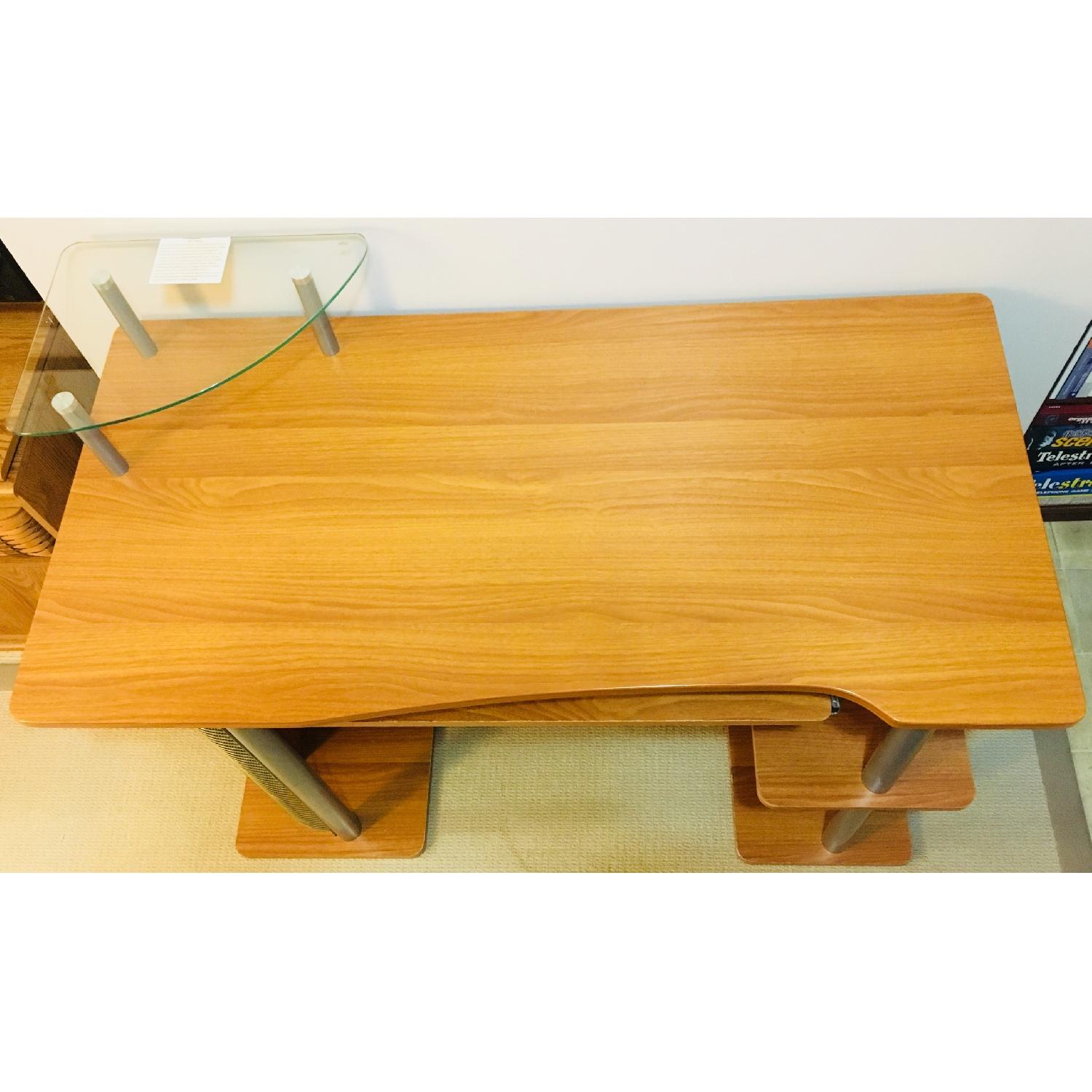 Z-Line Computer Desk w/ Wood & Glass Shelves - image-2