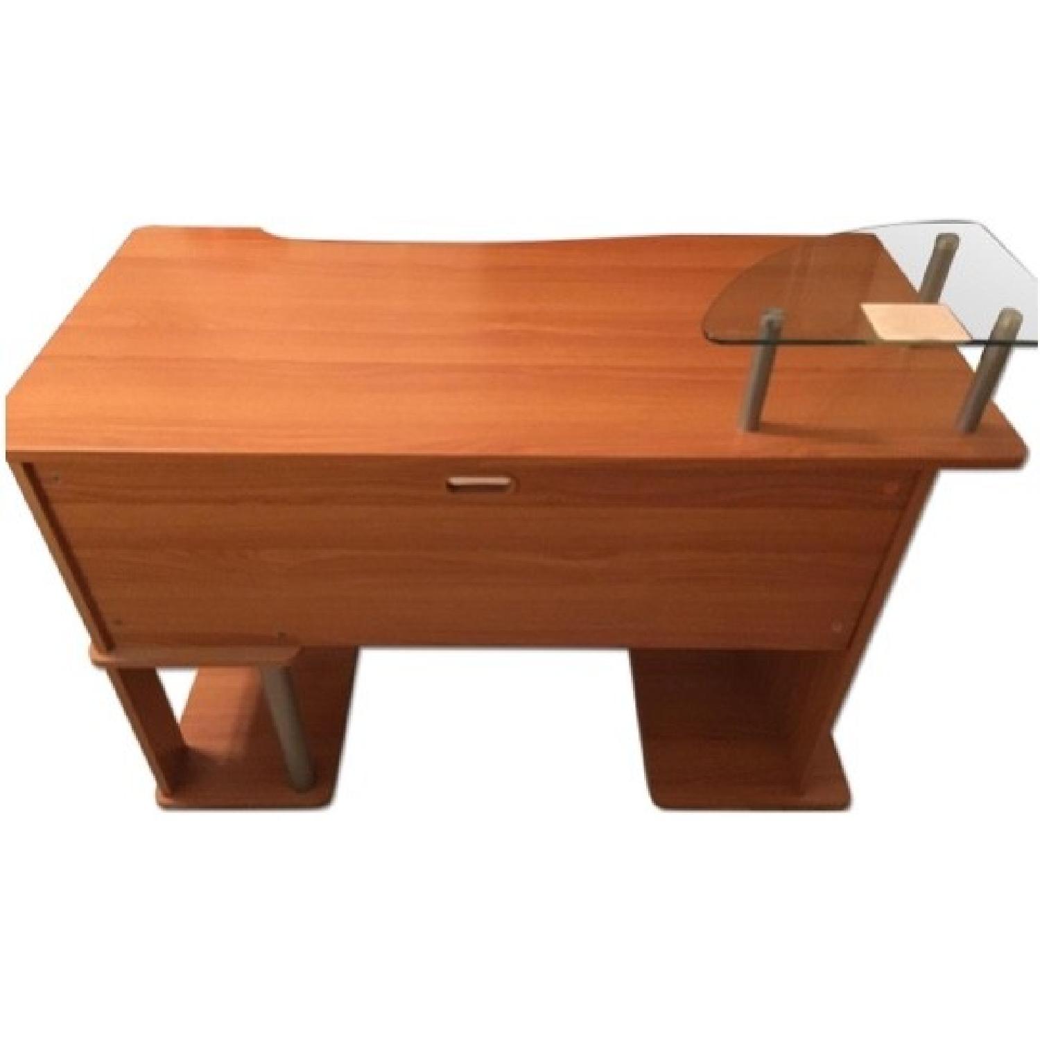 Z-Line Computer Desk w/ Wood & Glass Shelves - image-3