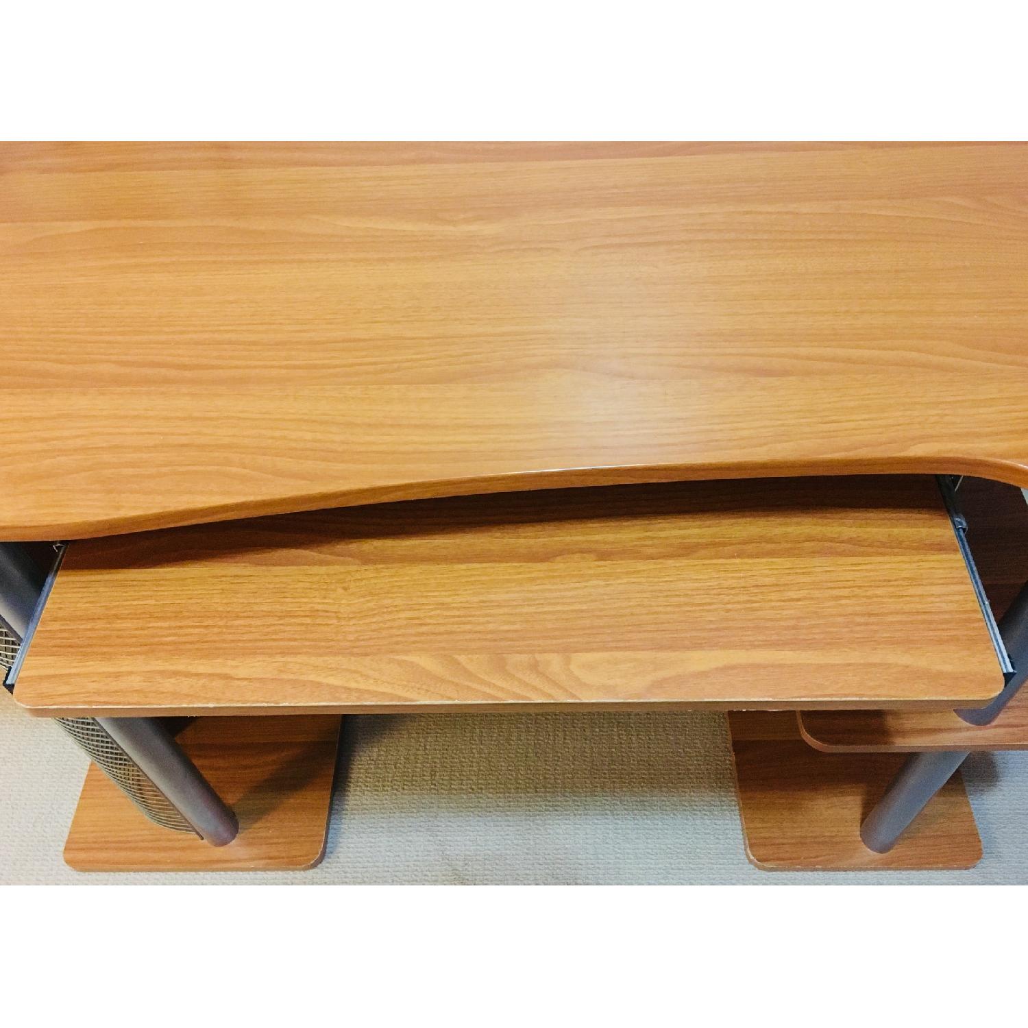 Z-Line Computer Desk w/ Wood & Glass Shelves - image-4