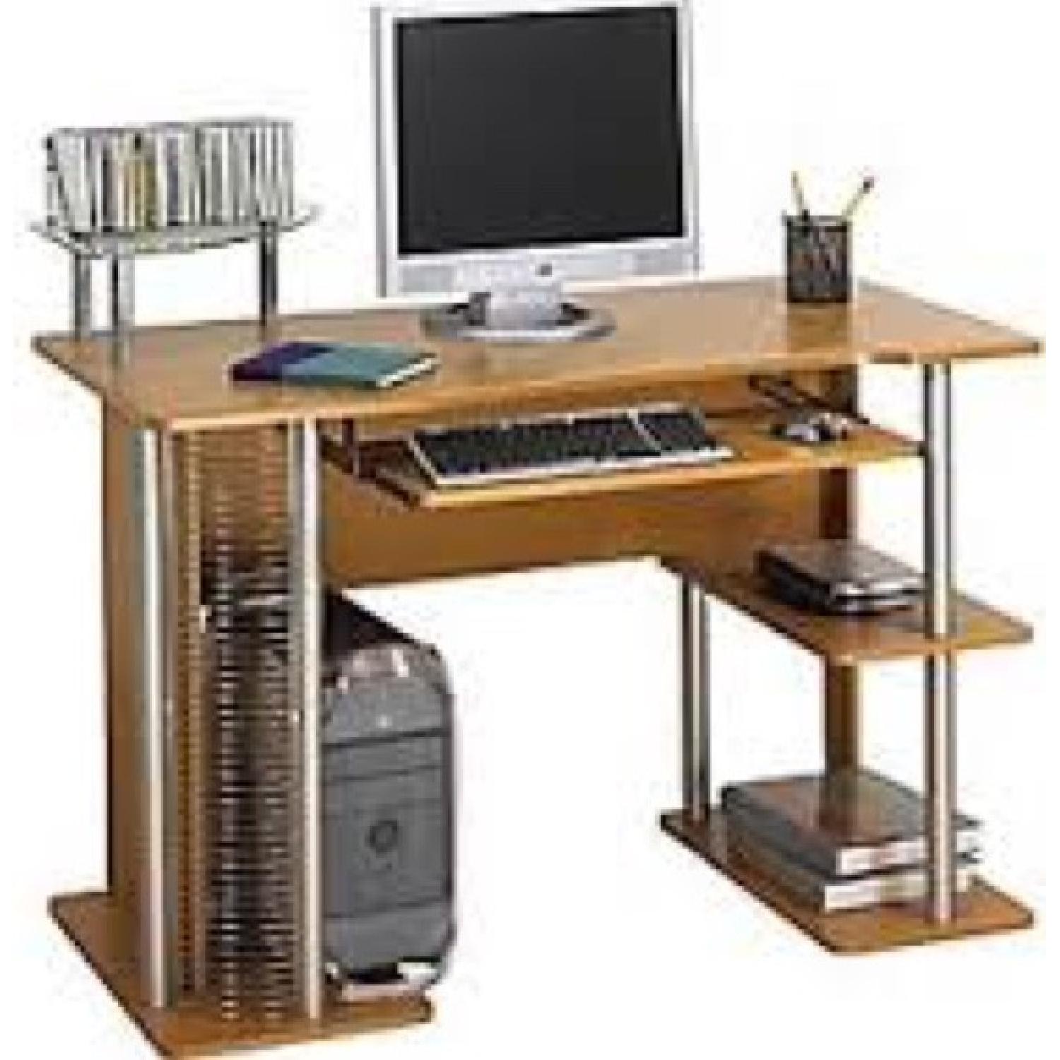 Z-Line Computer Desk w/ Wood & Glass Shelves - image-6
