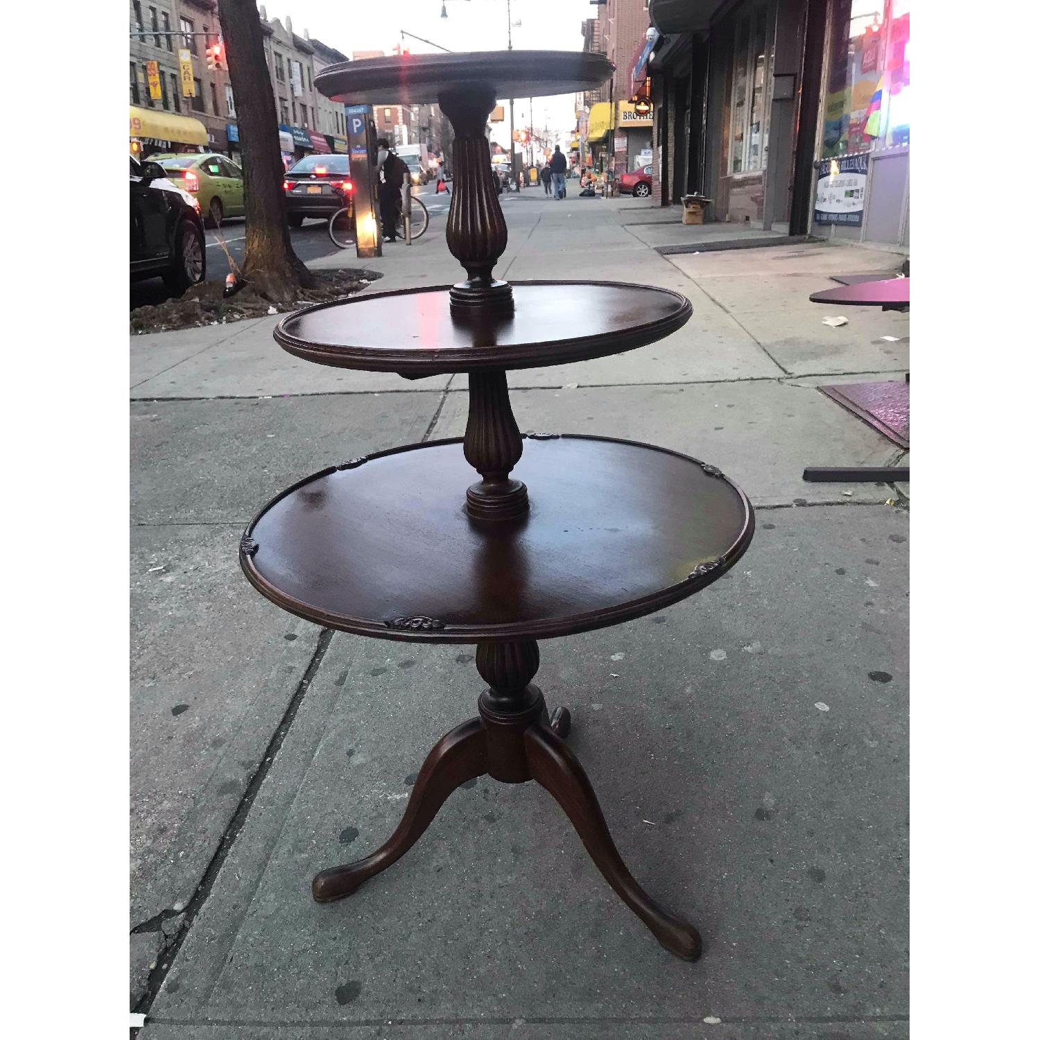 Antique 1940s Mahogany 3 Tier End Table - image-3