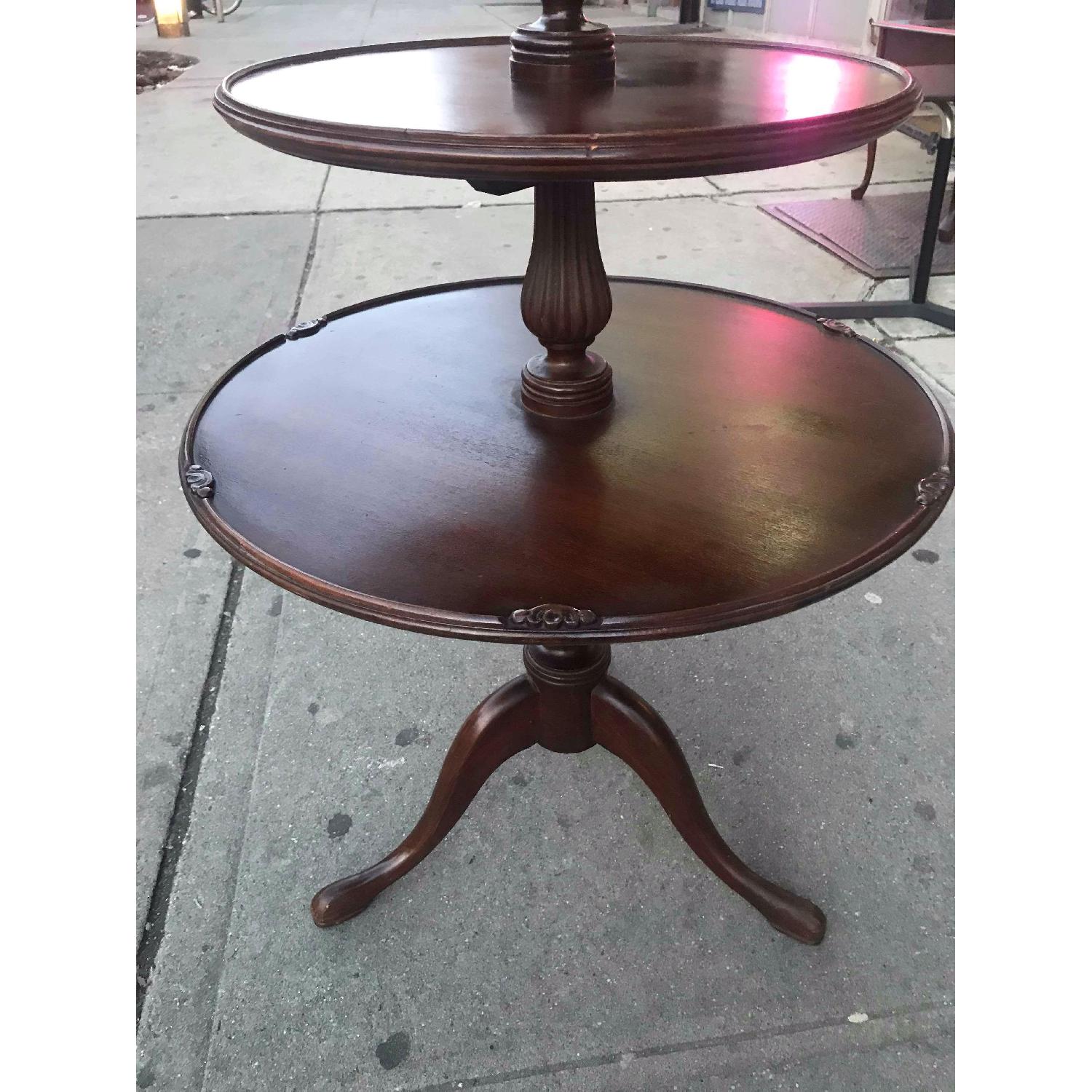 Antique 1940s Mahogany 3 Tier End Table - image-4