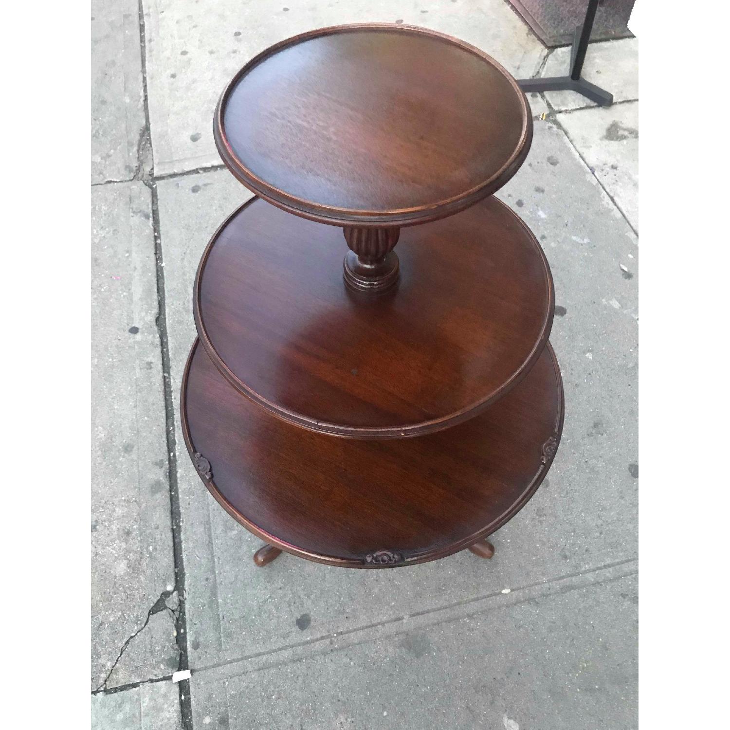 Antique 1940s Mahogany 3 Tier End Table - image-5