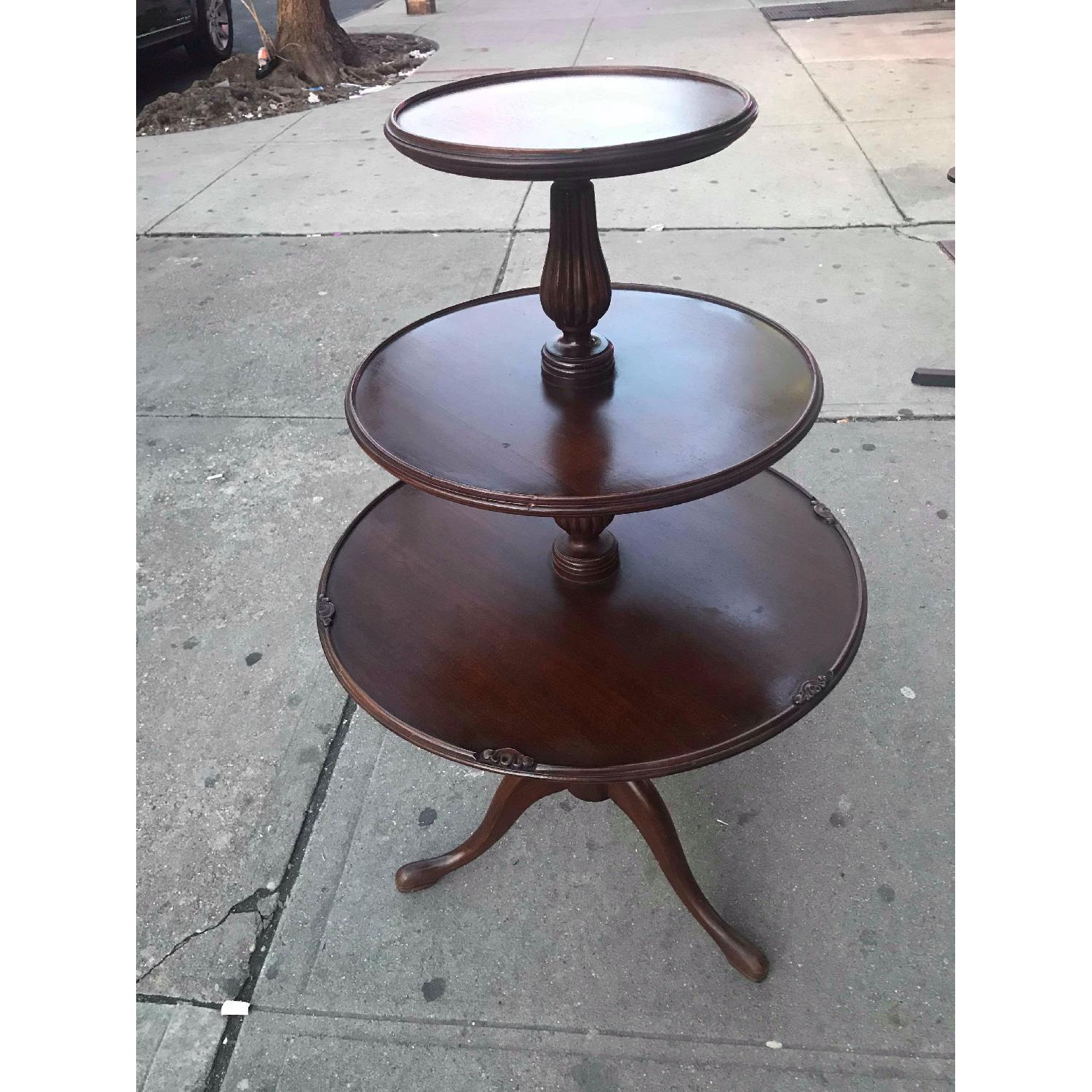 Antique 1940s Mahogany 3 Tier End Table - image-10