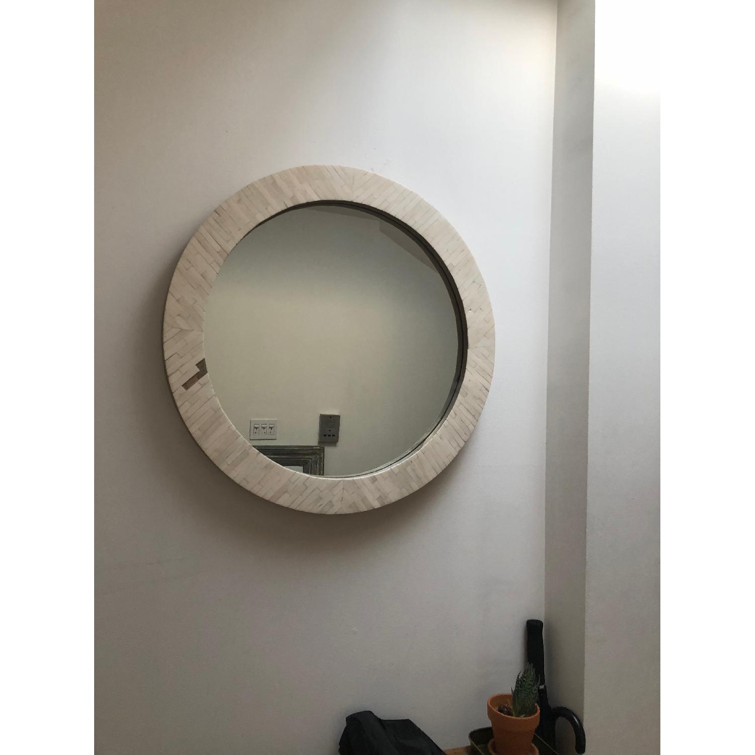 West Elm Parsons Round Mirror w/ Bone Inlay - image-3