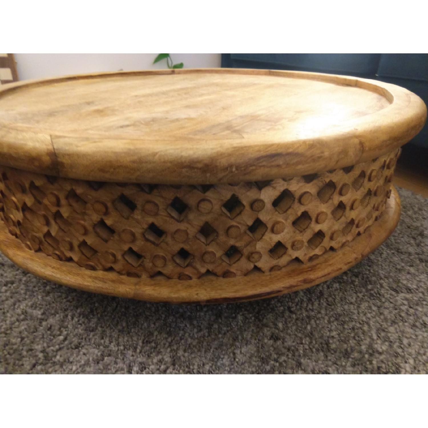 West Elm Hand Carved Solid Mango Wood Coffee Table - image-5