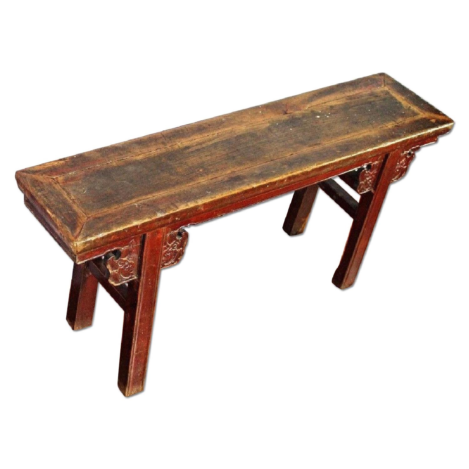 Early Antique Qing Chinese Carved Painted Altar Table AptDeco