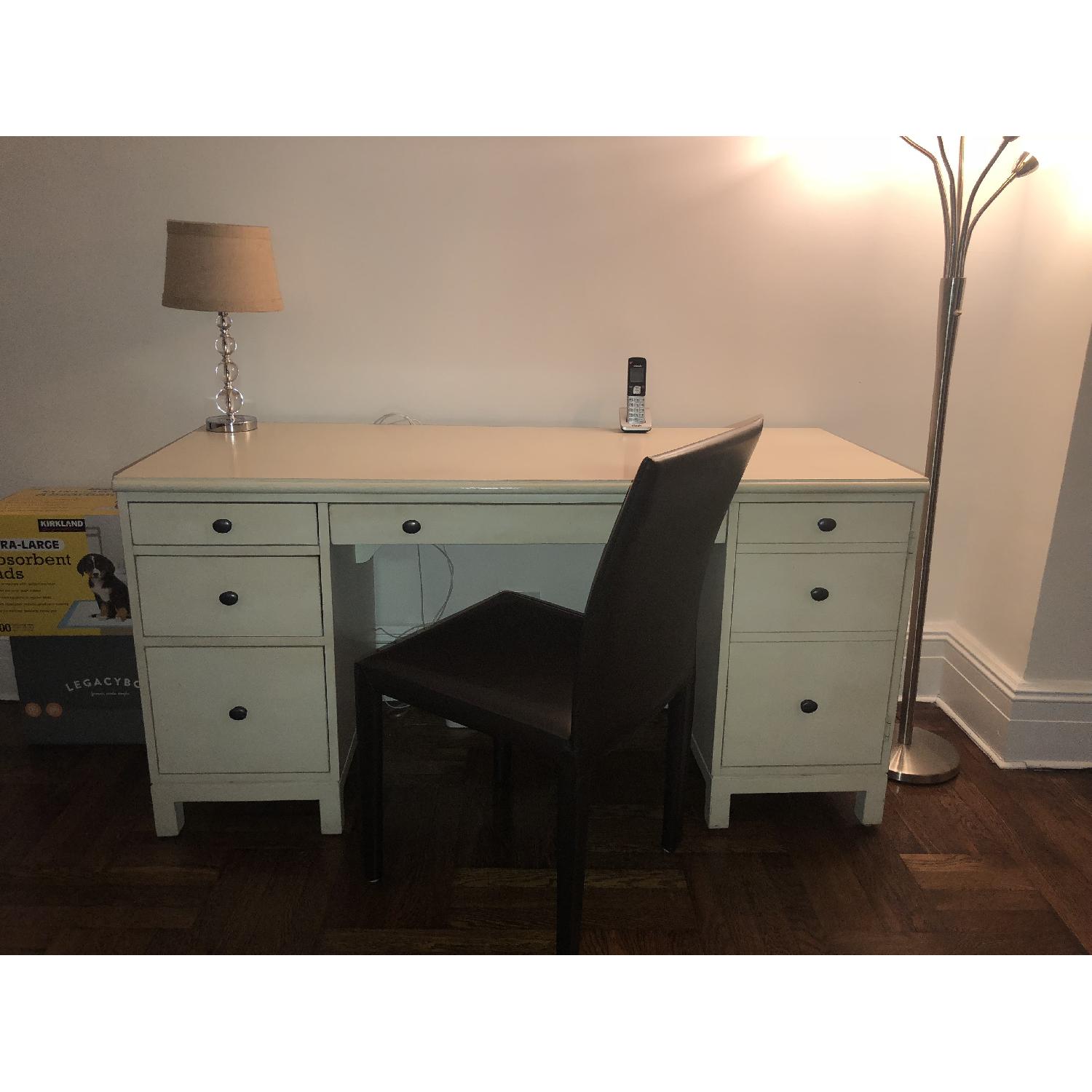 Ethan Allen Antique White Tango Double Pedestal Desk - image-2