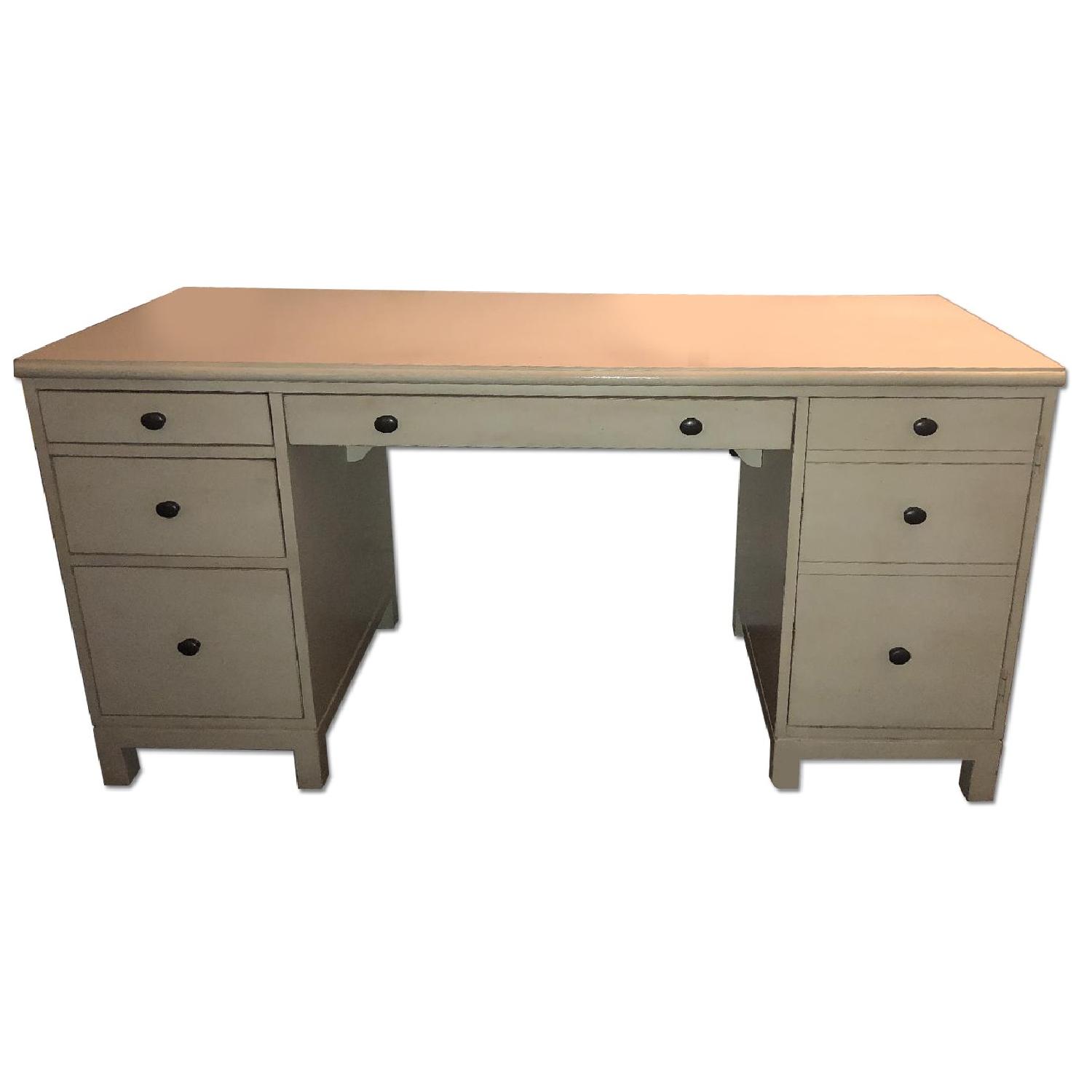 Ethan Allen Antique White Tango Double Pedestal Desk - image-4