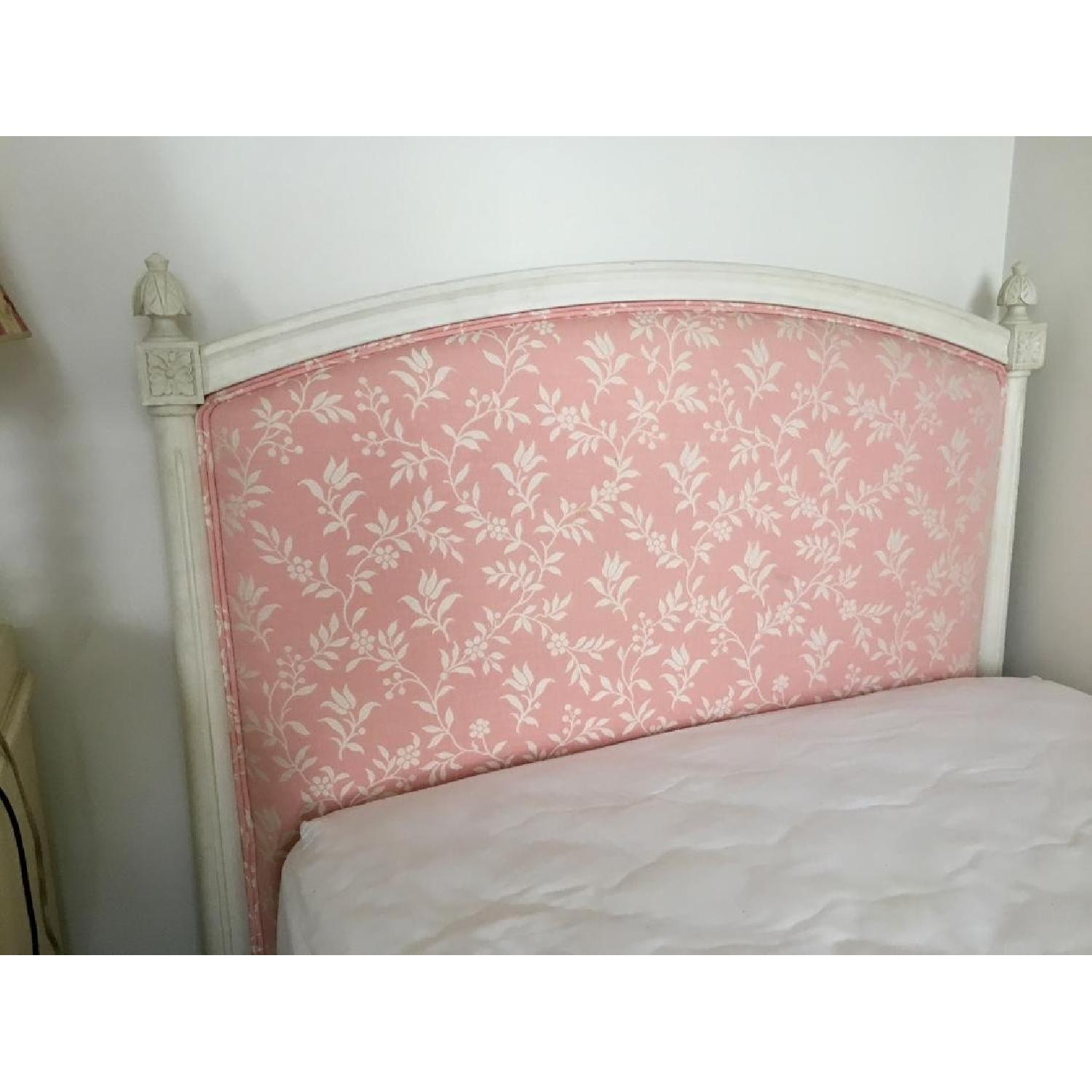 Twin Trundle Bed w/ Pink Fabric Headboard & Footboard - image-2