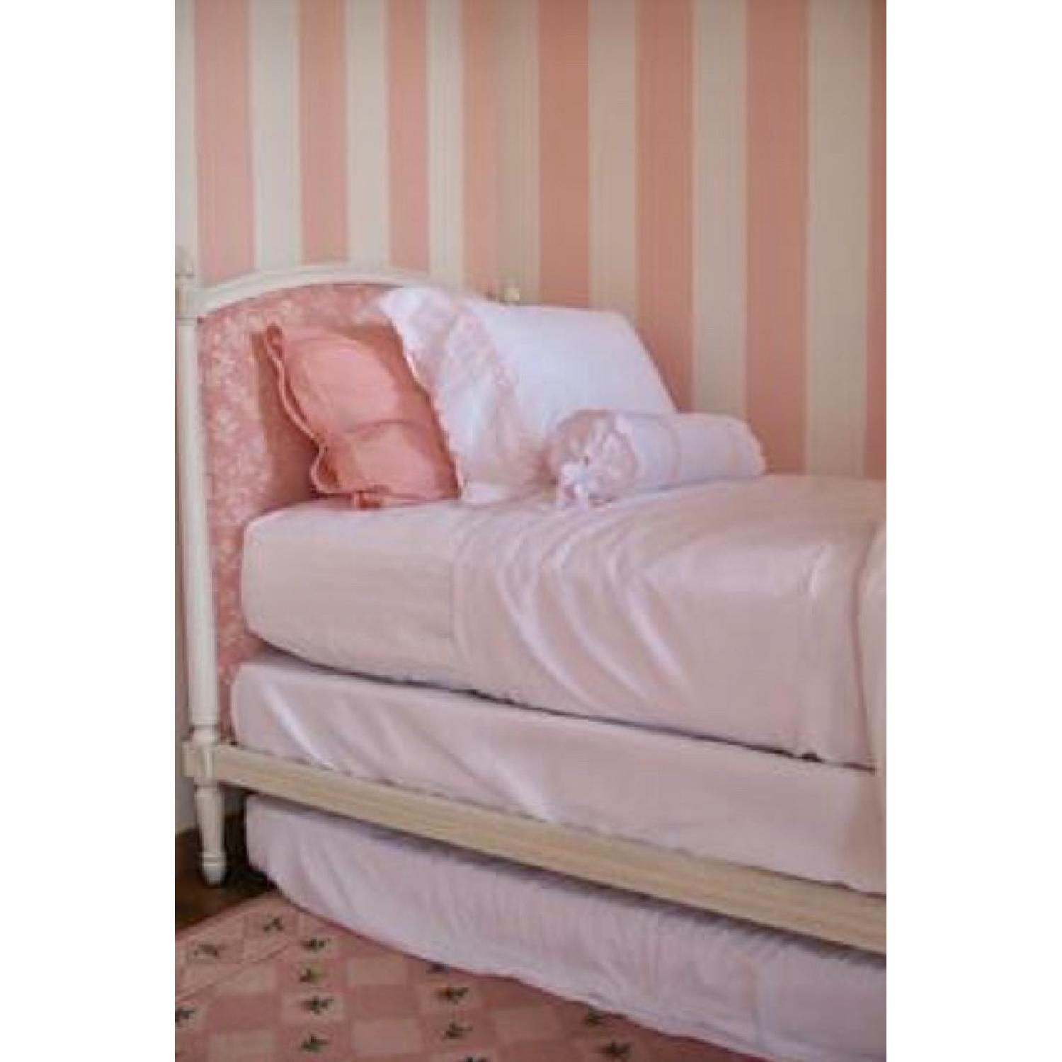 Twin Trundle Bed w/ Pink Fabric Headboard & Footboard - image-3