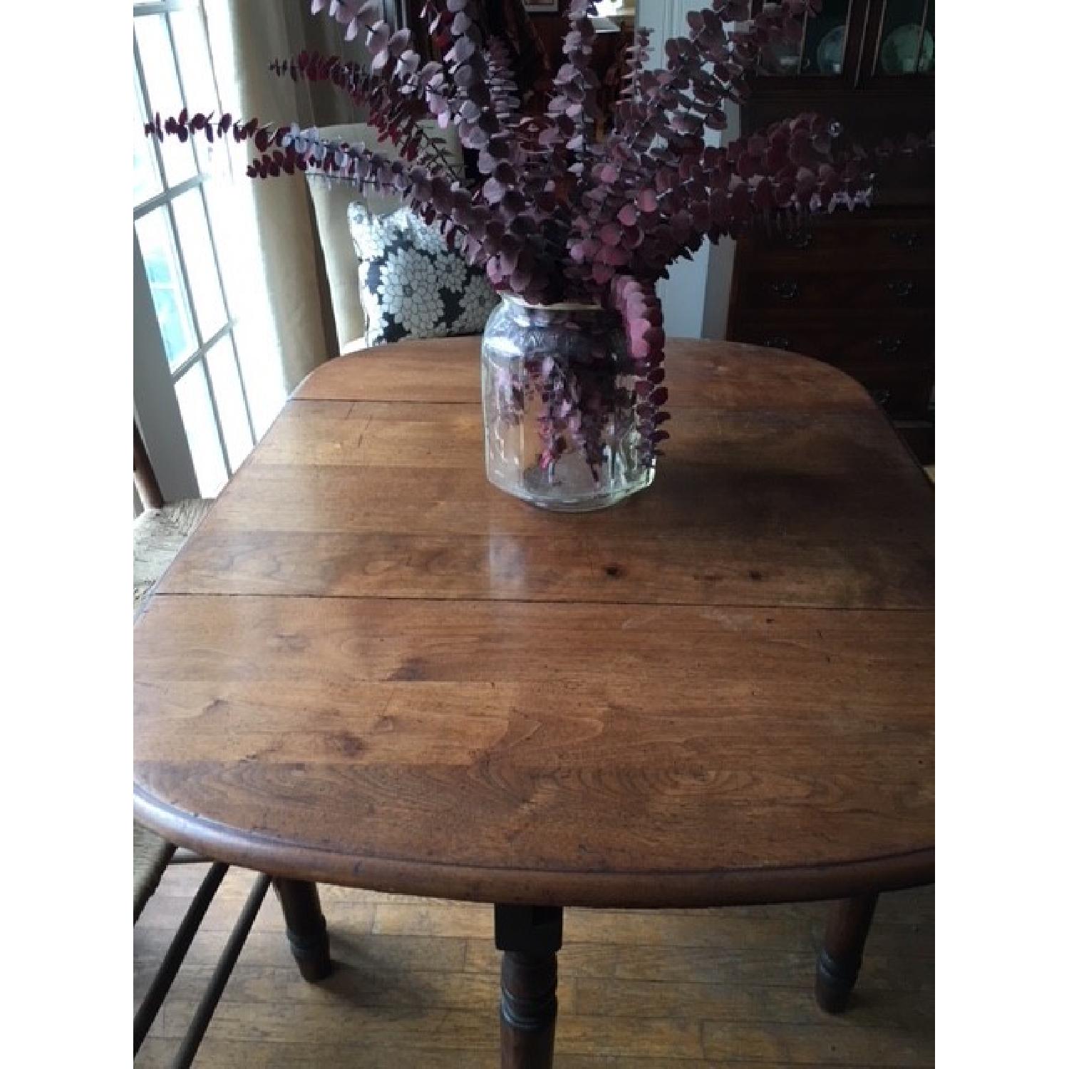 Antique Gate Leg Drop-Leaf Wood Dining Table - image-1