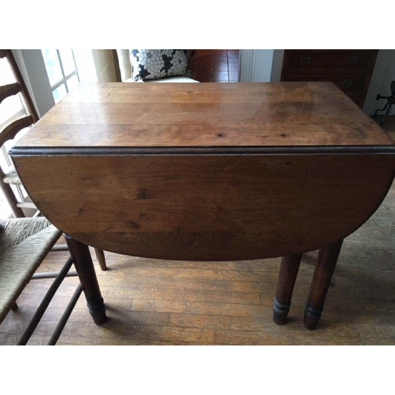 Antique Gate Leg Drop-Leaf Wood Dining Table - image-2