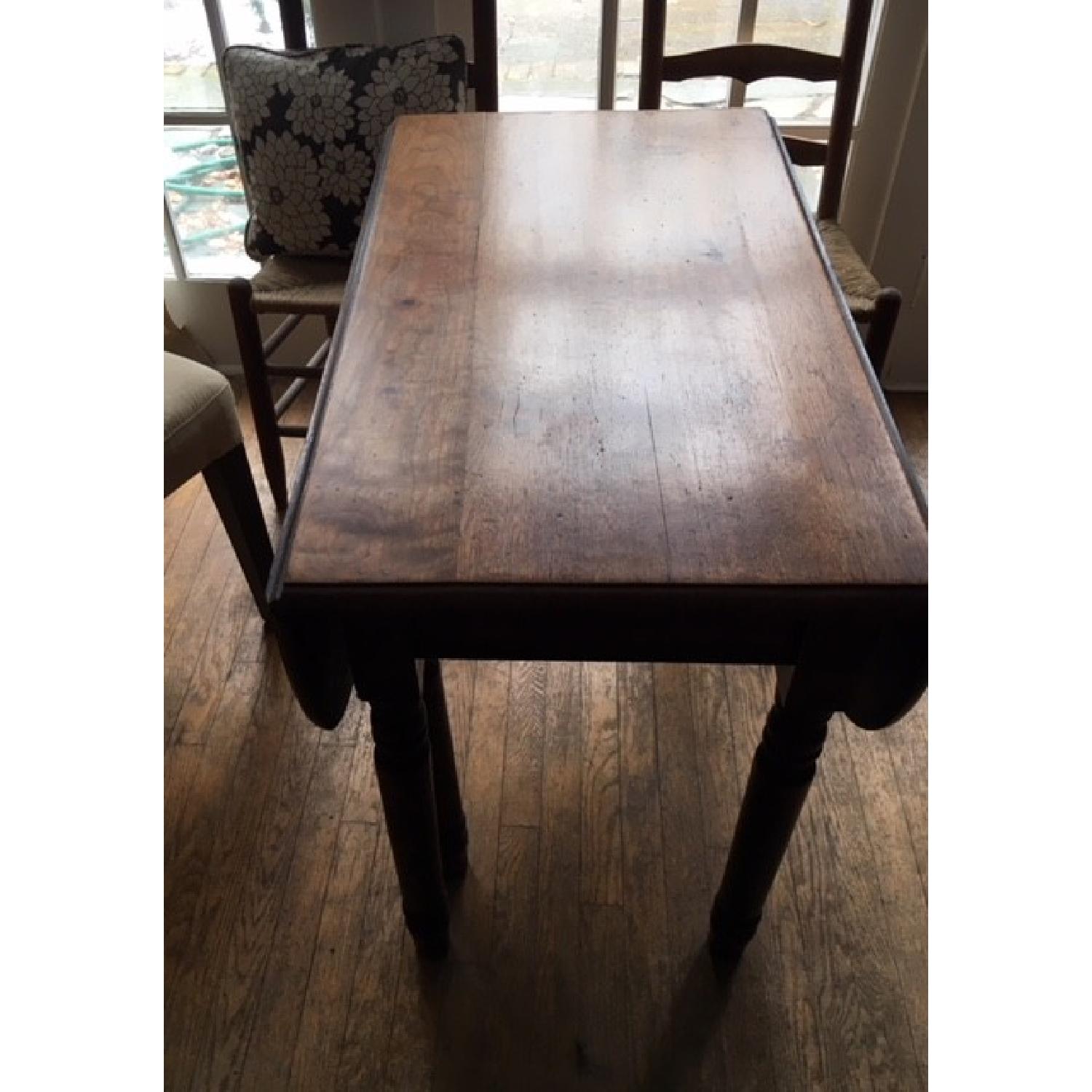 Antique Gate Leg Drop-Leaf Wood Dining Table - image-4