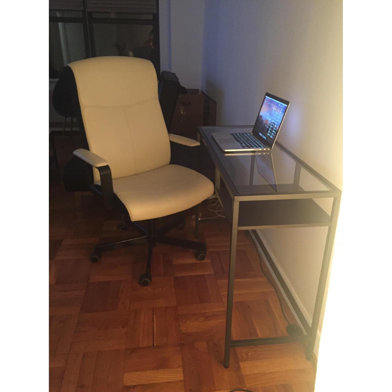 Ikea Vittsj Laptop Glass Table/Desk in Black-Brown - image-1