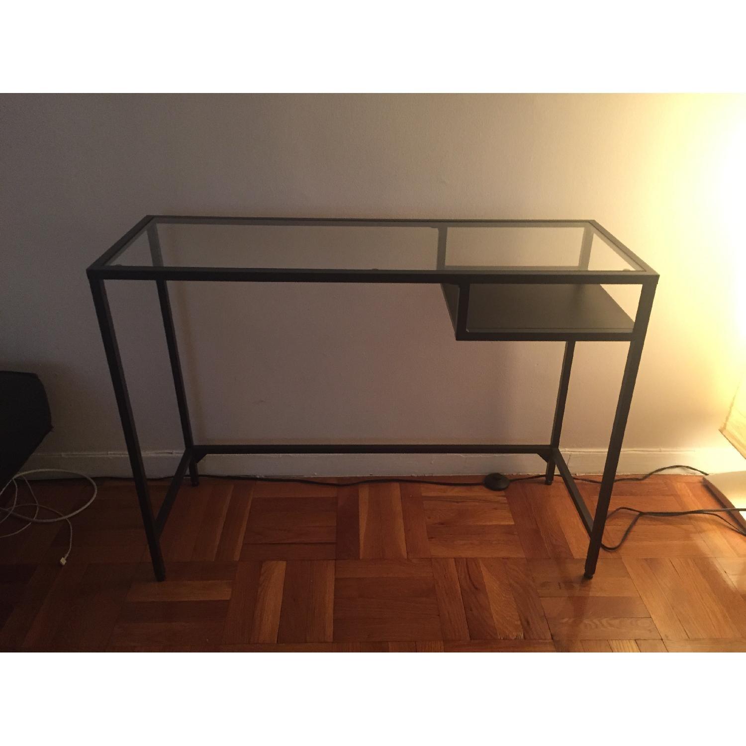 Ikea Vittsj Laptop Glass Table/Desk in Black-Brown - image-2