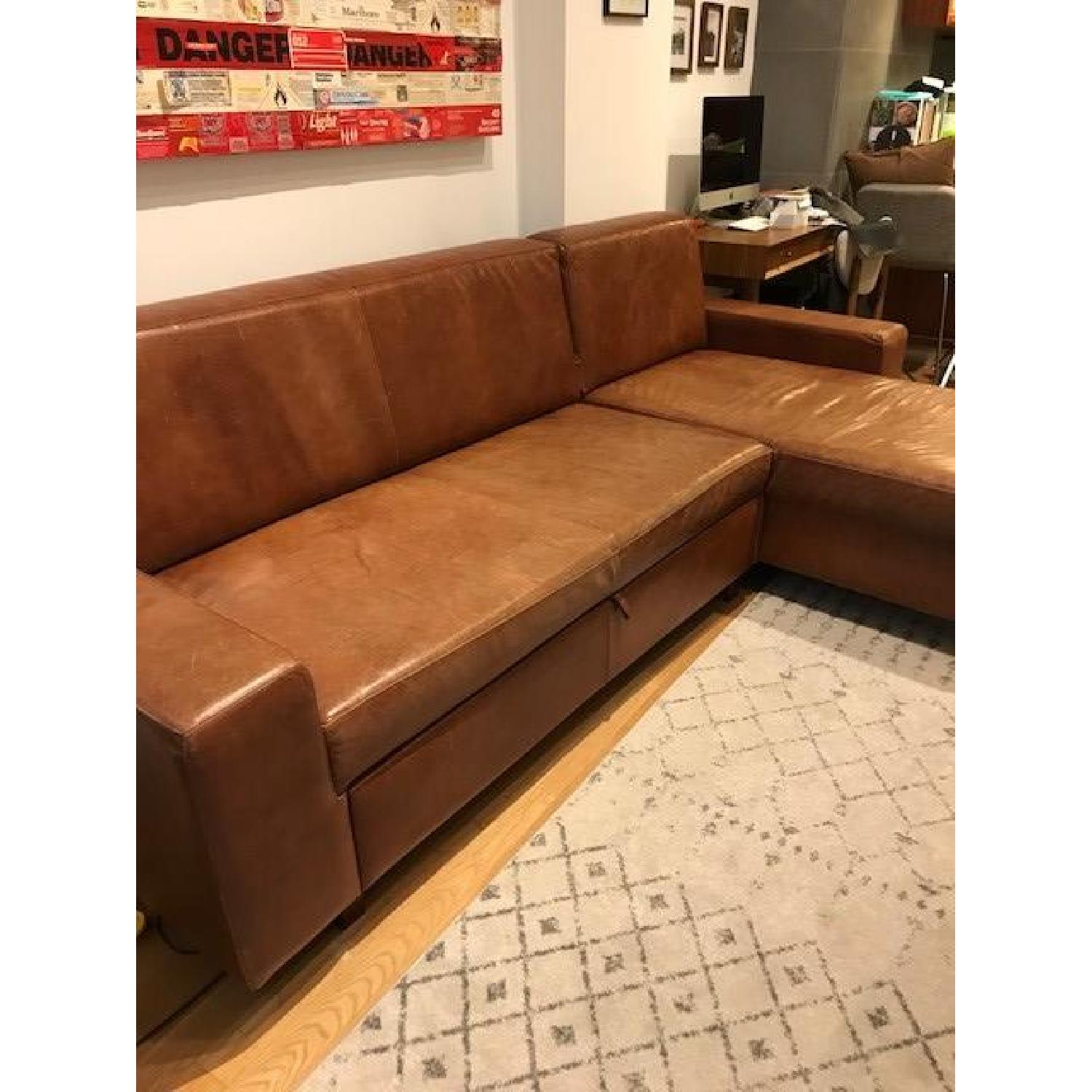 Brown Leather L-Shaped Sectional Sofa - image-2
