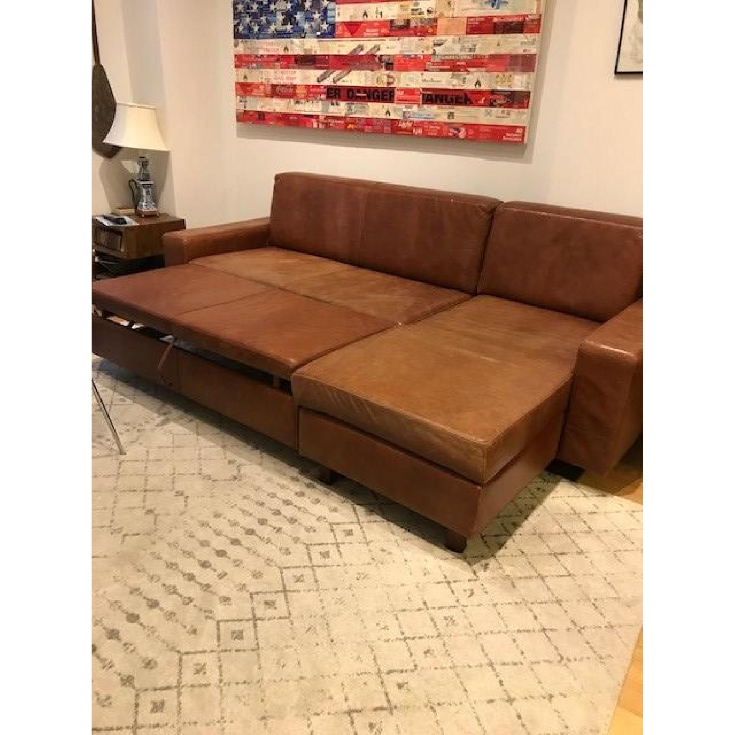 Brown Leather L-Shaped Sectional Sofa - image-3