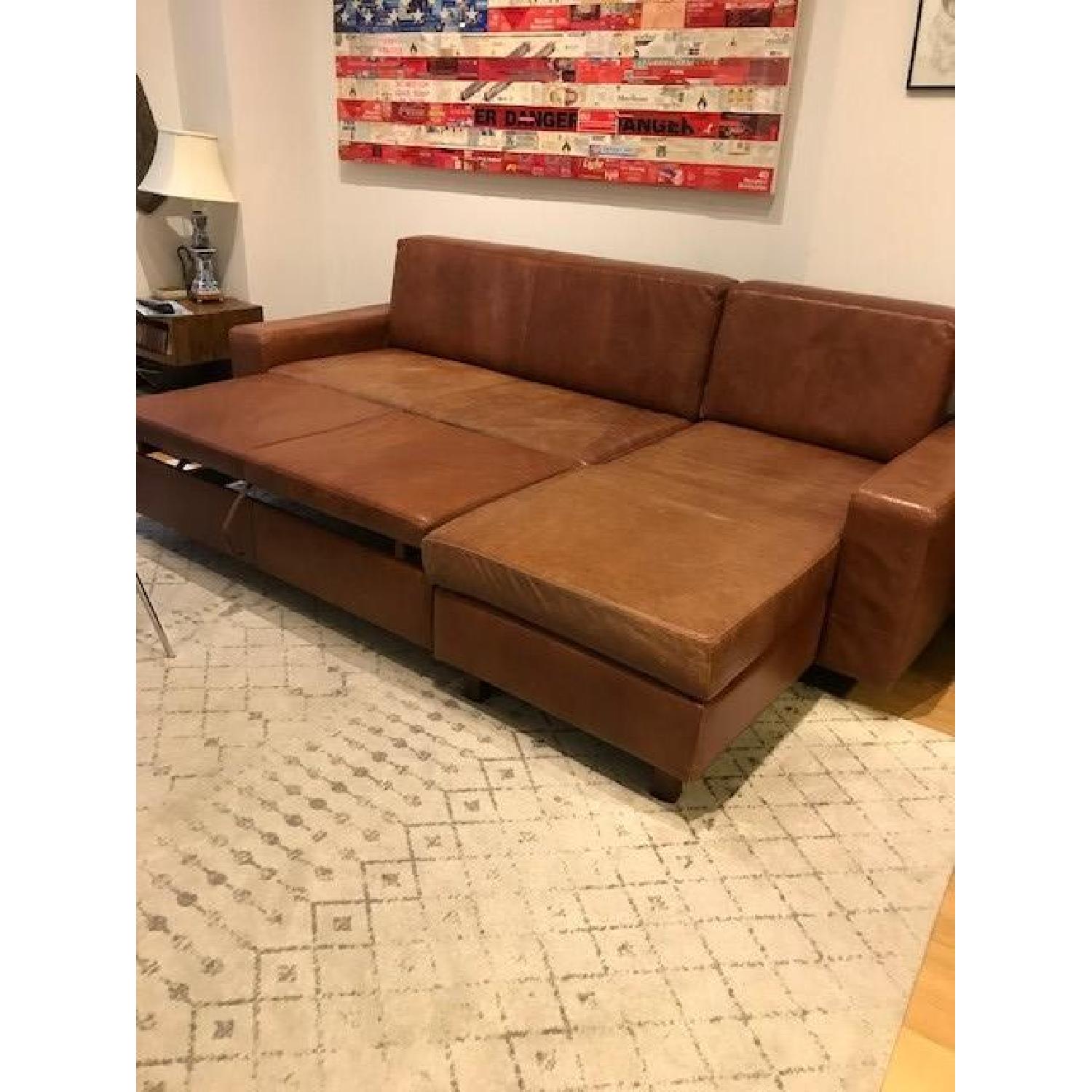 Brown Leather L-Shaped Sectional Sofa - image-4