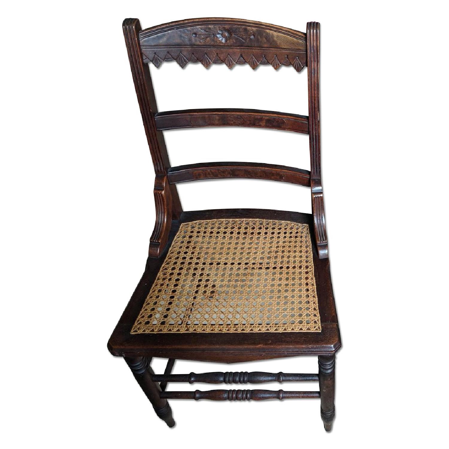 Vintage Walnut Cane Chair - image-0