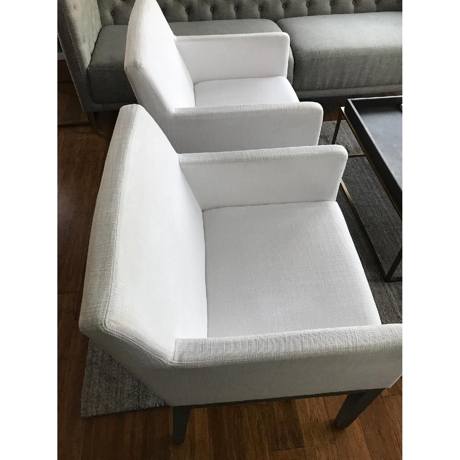 Restoration Hardware Morgan Track Arm White Fabric Armchair - image-3