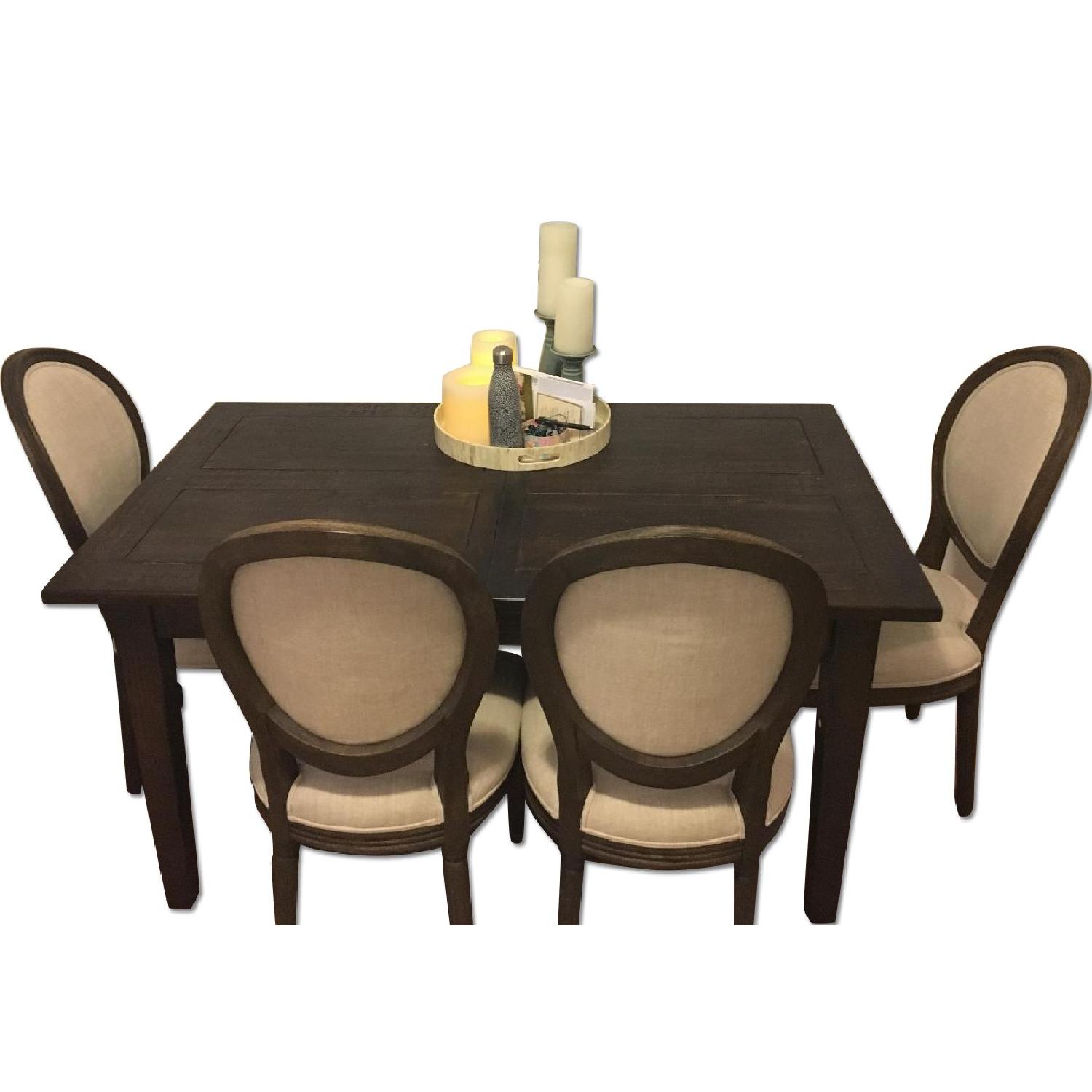 Restoration Hardware Dining Table w/ 6 Upholstered Chairs AptDeco