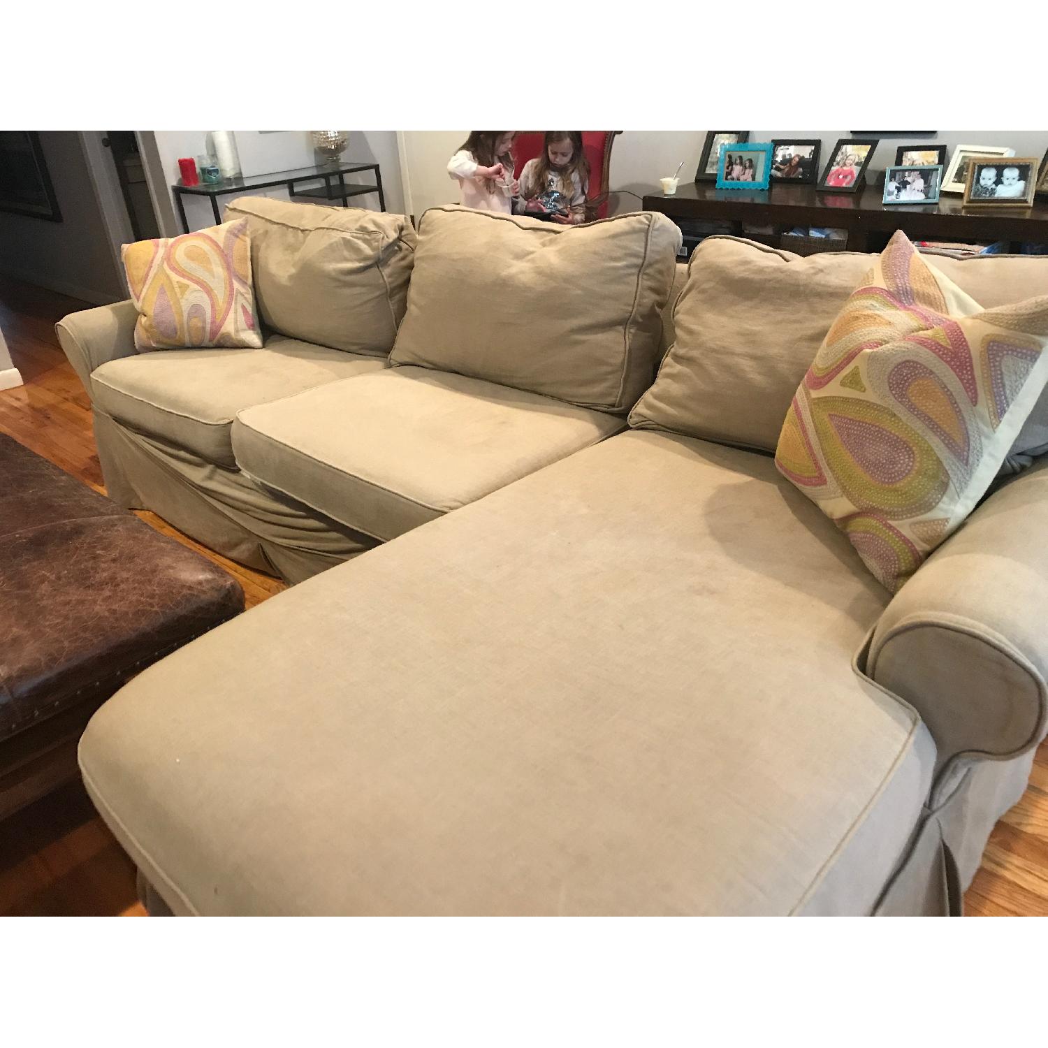 Pottery Barn Brushed Canvas Sectional Sofa w/ Chaise - image-1