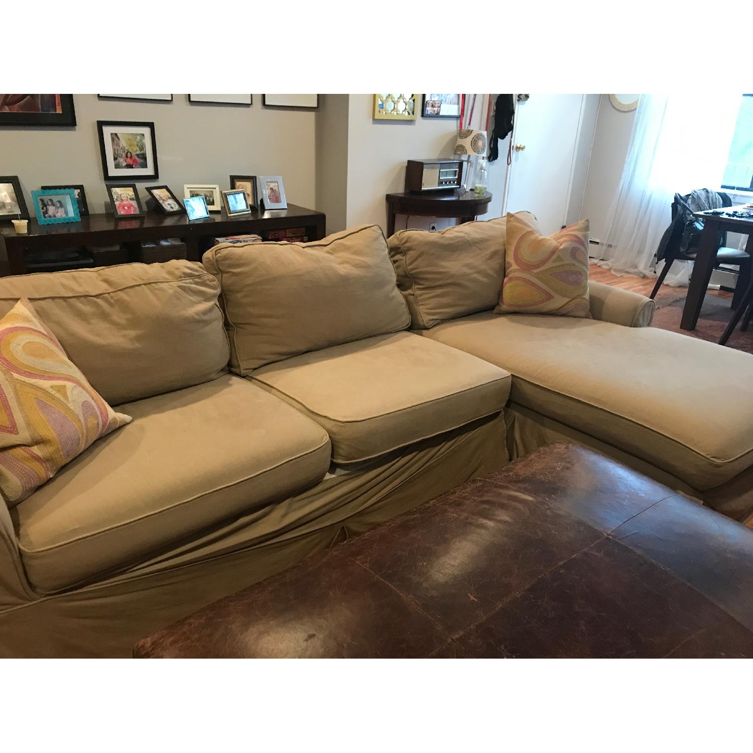 Pottery Barn Brushed Canvas Sectional Sofa w/ Chaise - image-2