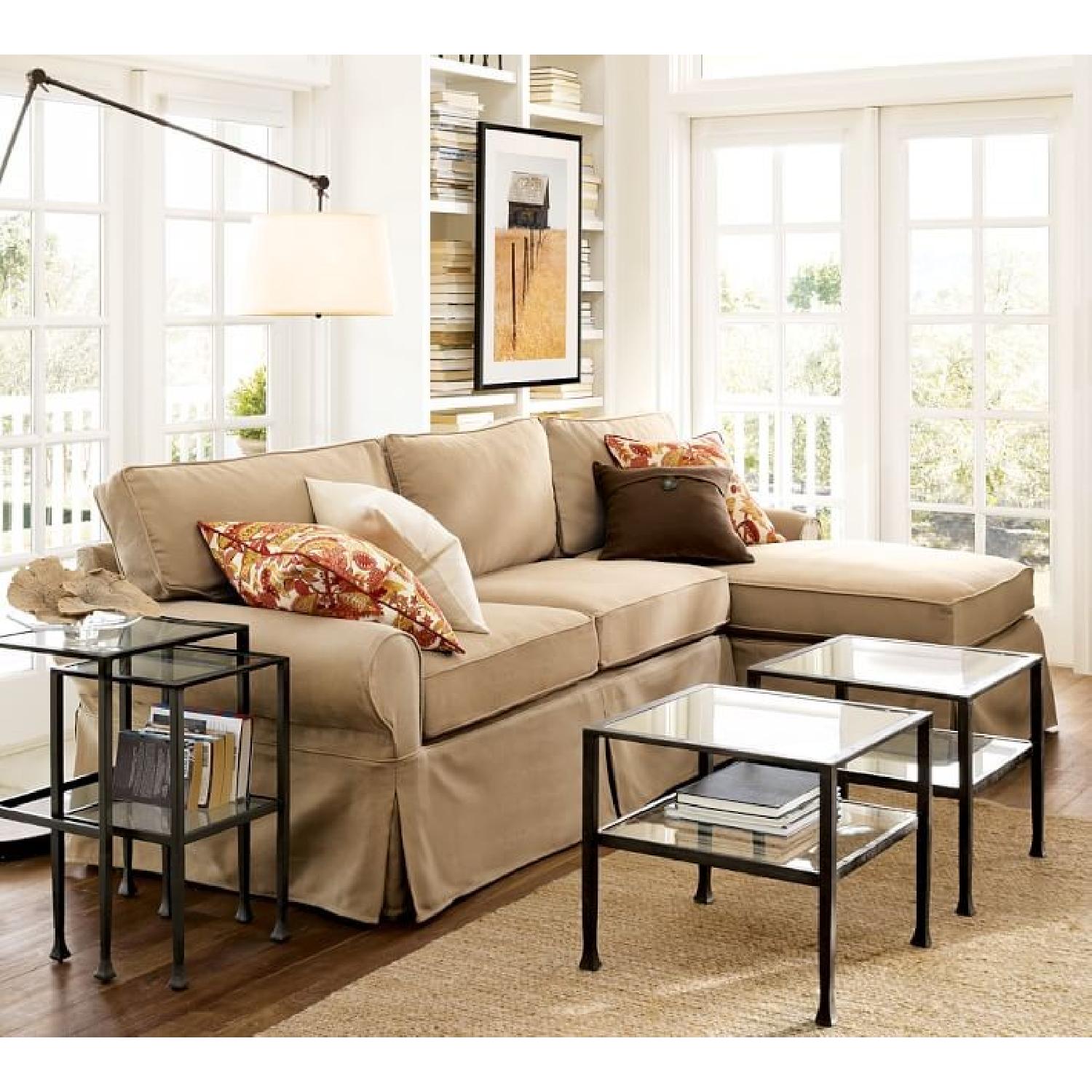 Pottery Barn Brushed Canvas Sectional Sofa w/ Chaise - image-3