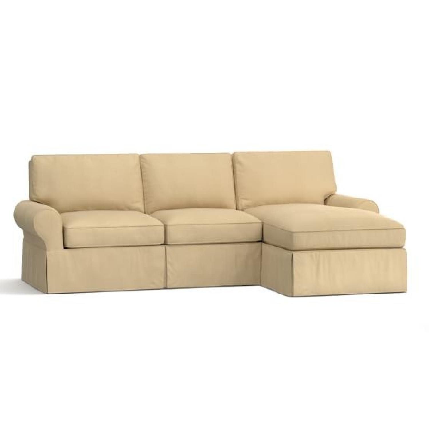 Pottery Barn Brushed Canvas Sectional Sofa w/ Chaise - image-0