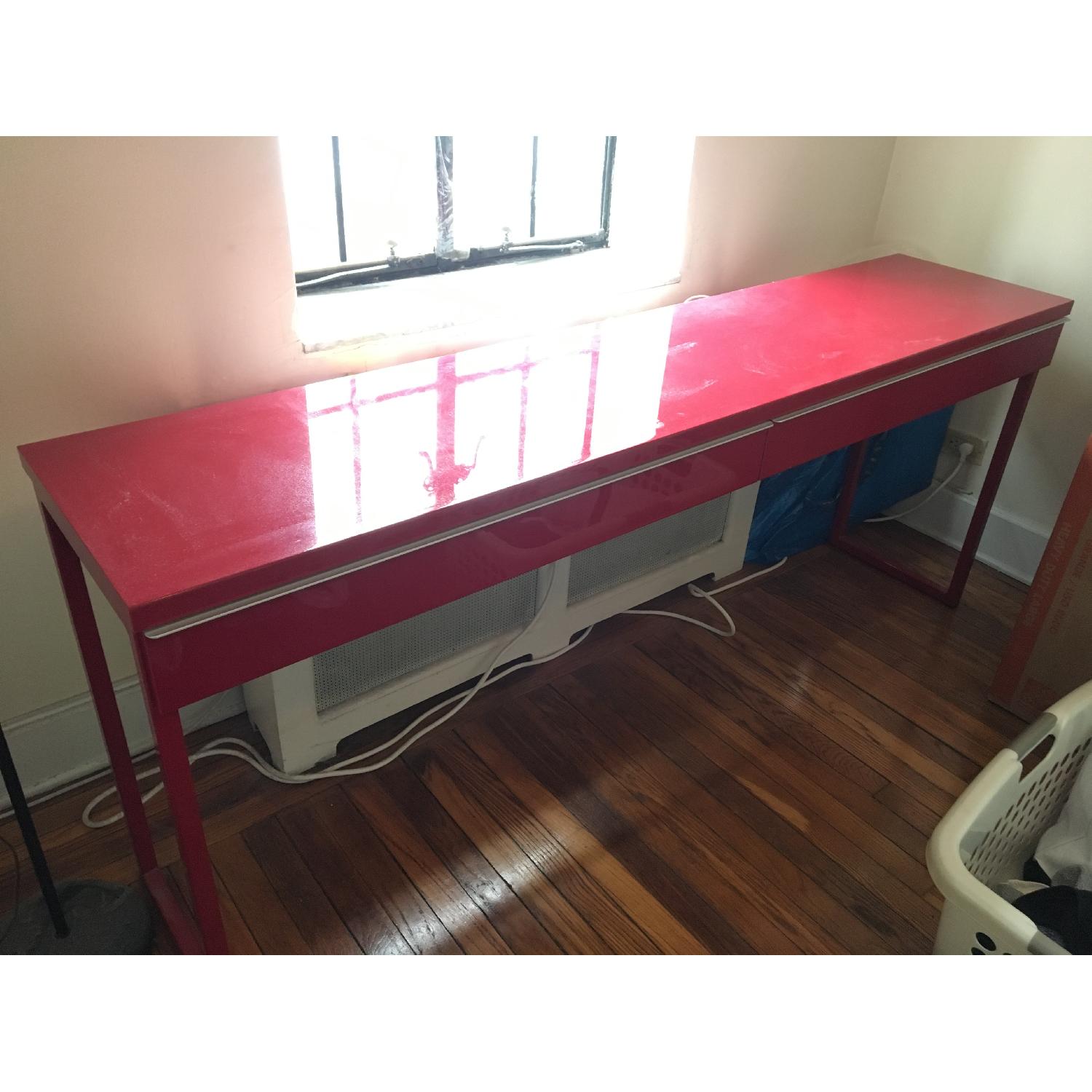 Ikea Besta Burs High-Gloss Red Desk - image-1