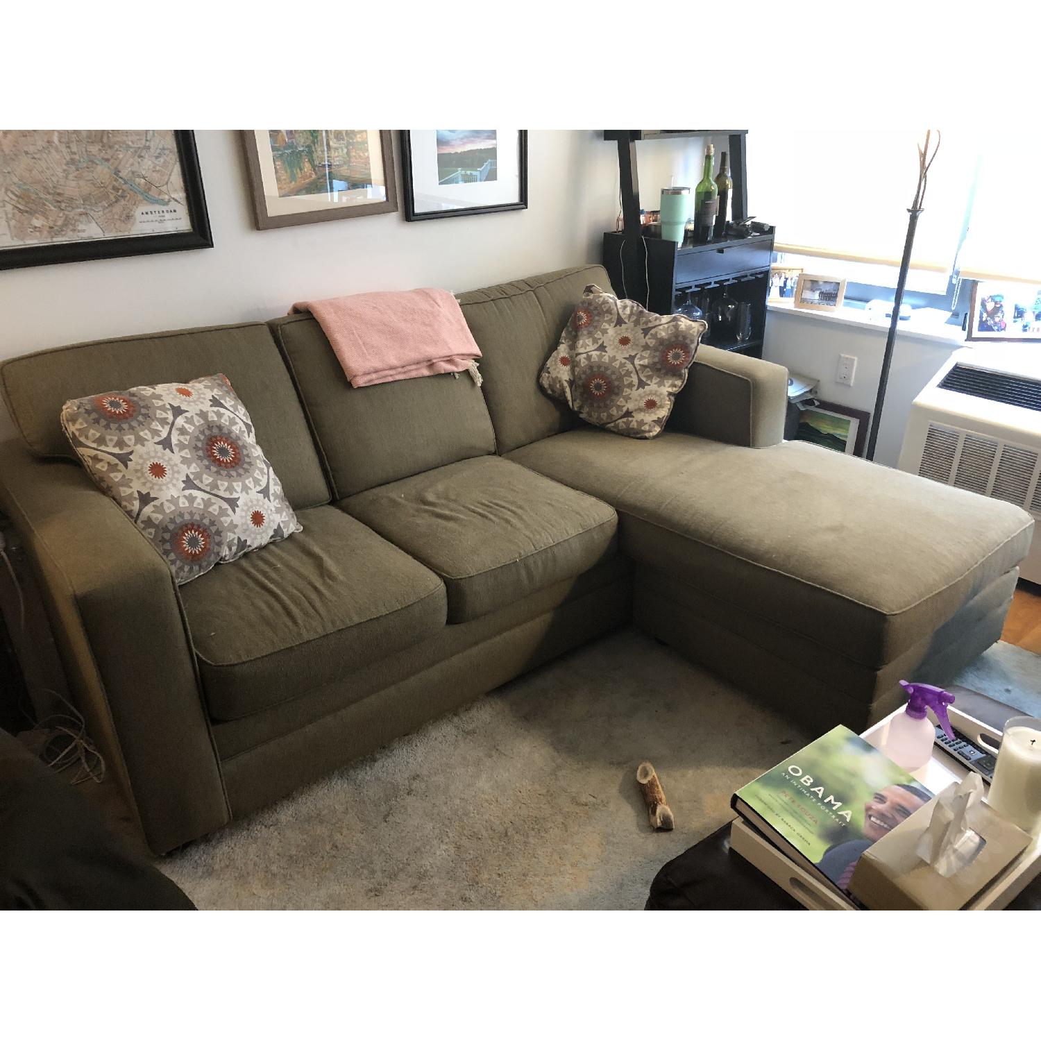 Green Sleeper Sectional Sofa w/ Chaise - image-2