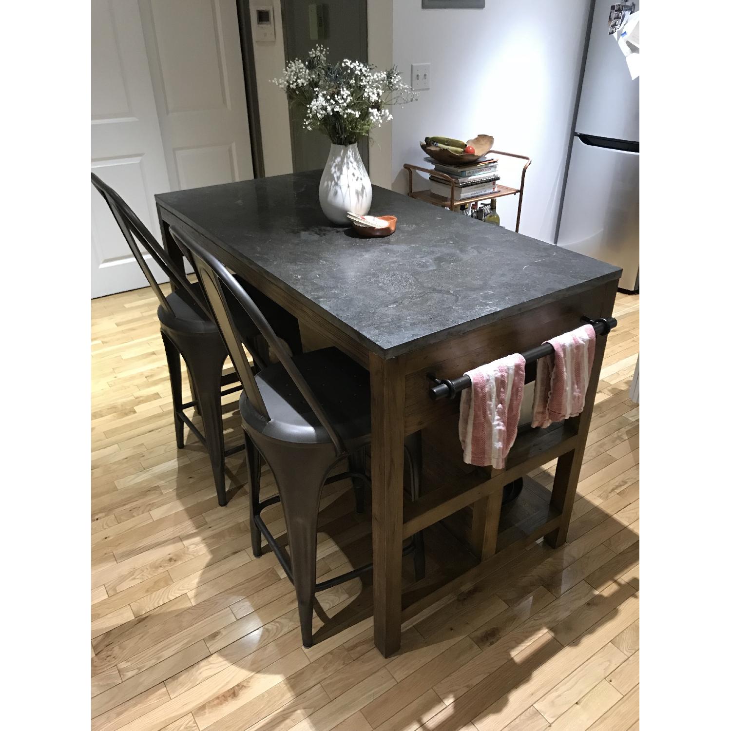 Crate & Barrel Bluestone Reclaimed Wood Large Kitchen Island - image-1
