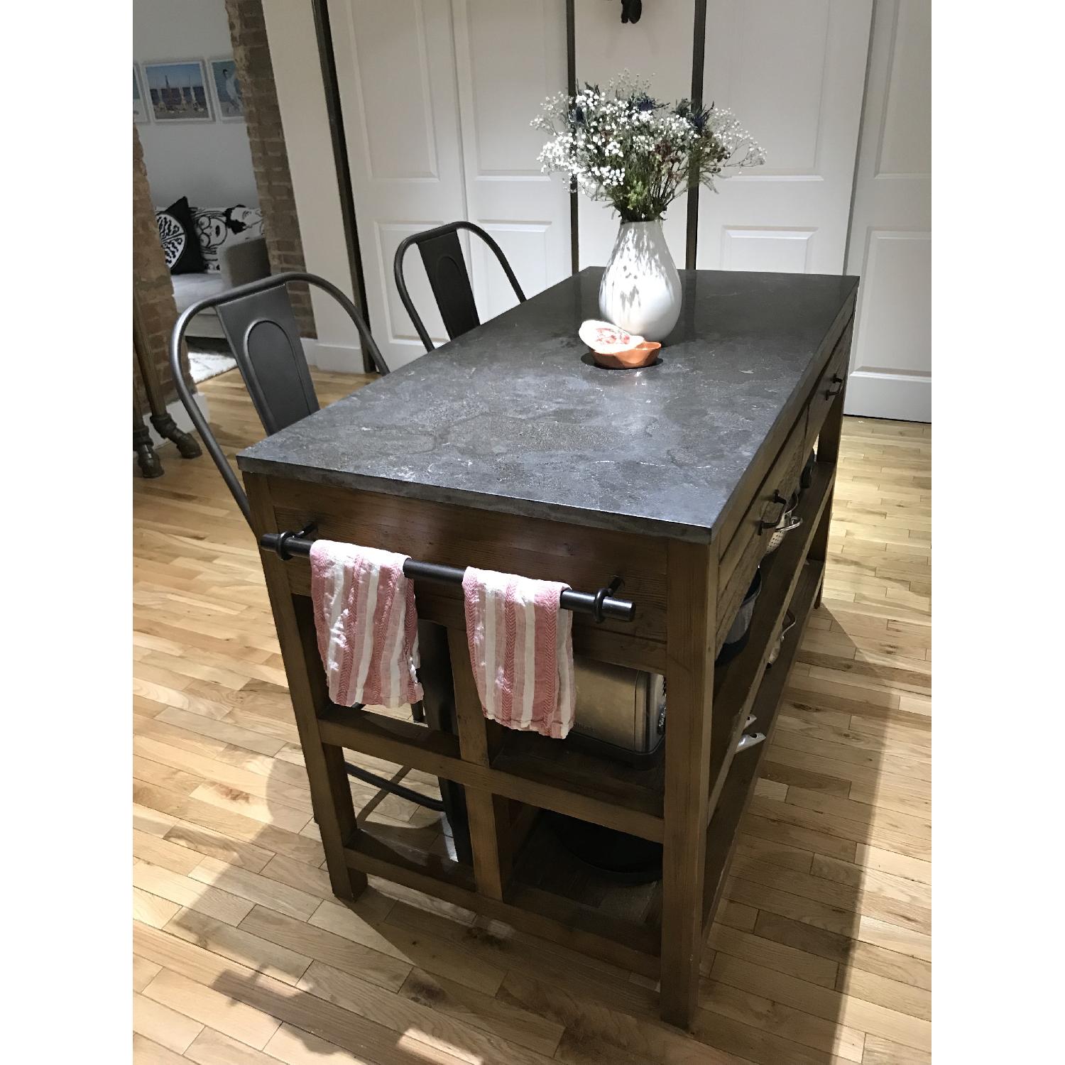Crate & Barrel Bluestone Reclaimed Wood Large Kitchen Island - image-2