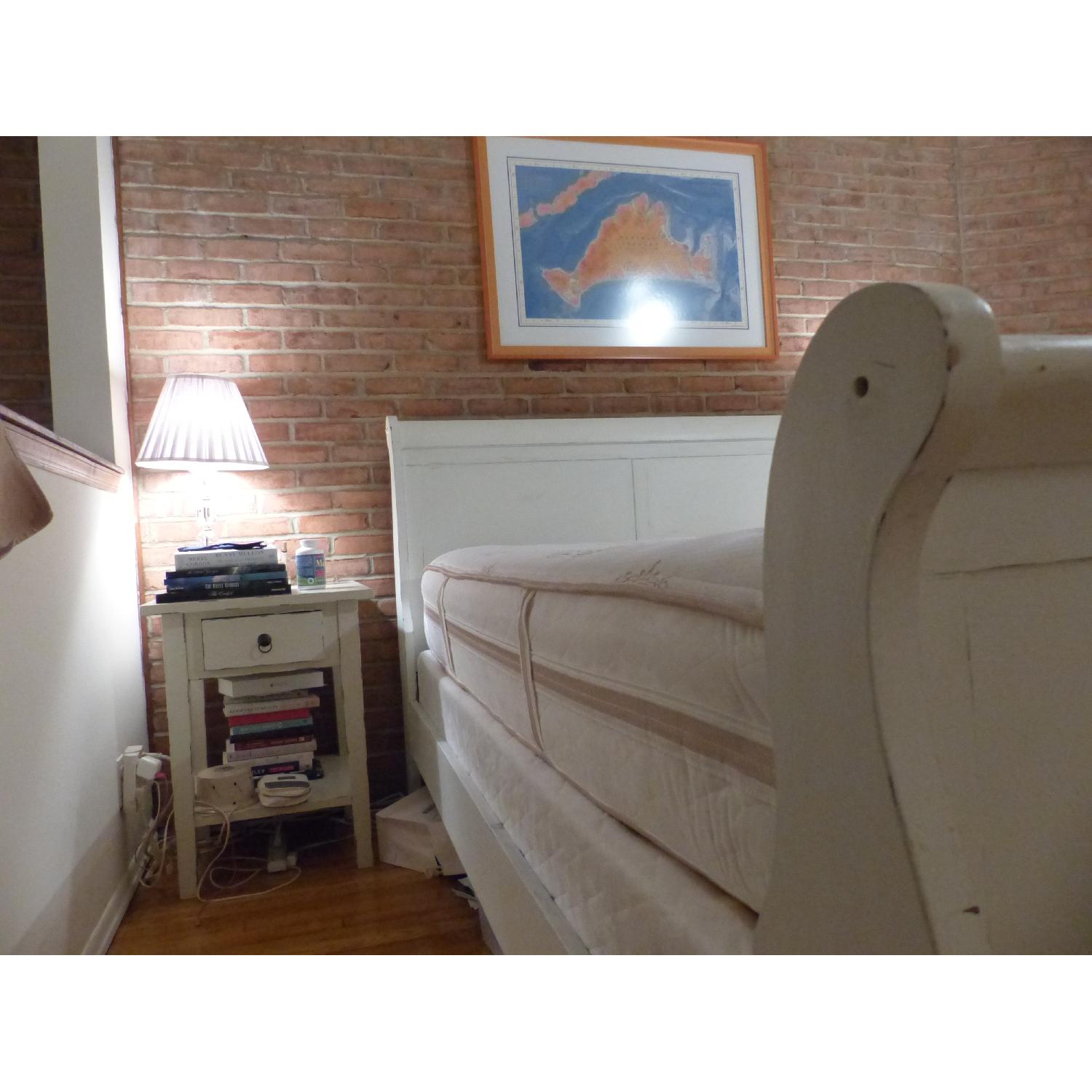 Vintage Shabby Chic Wood Queen Bed Frame - image-1