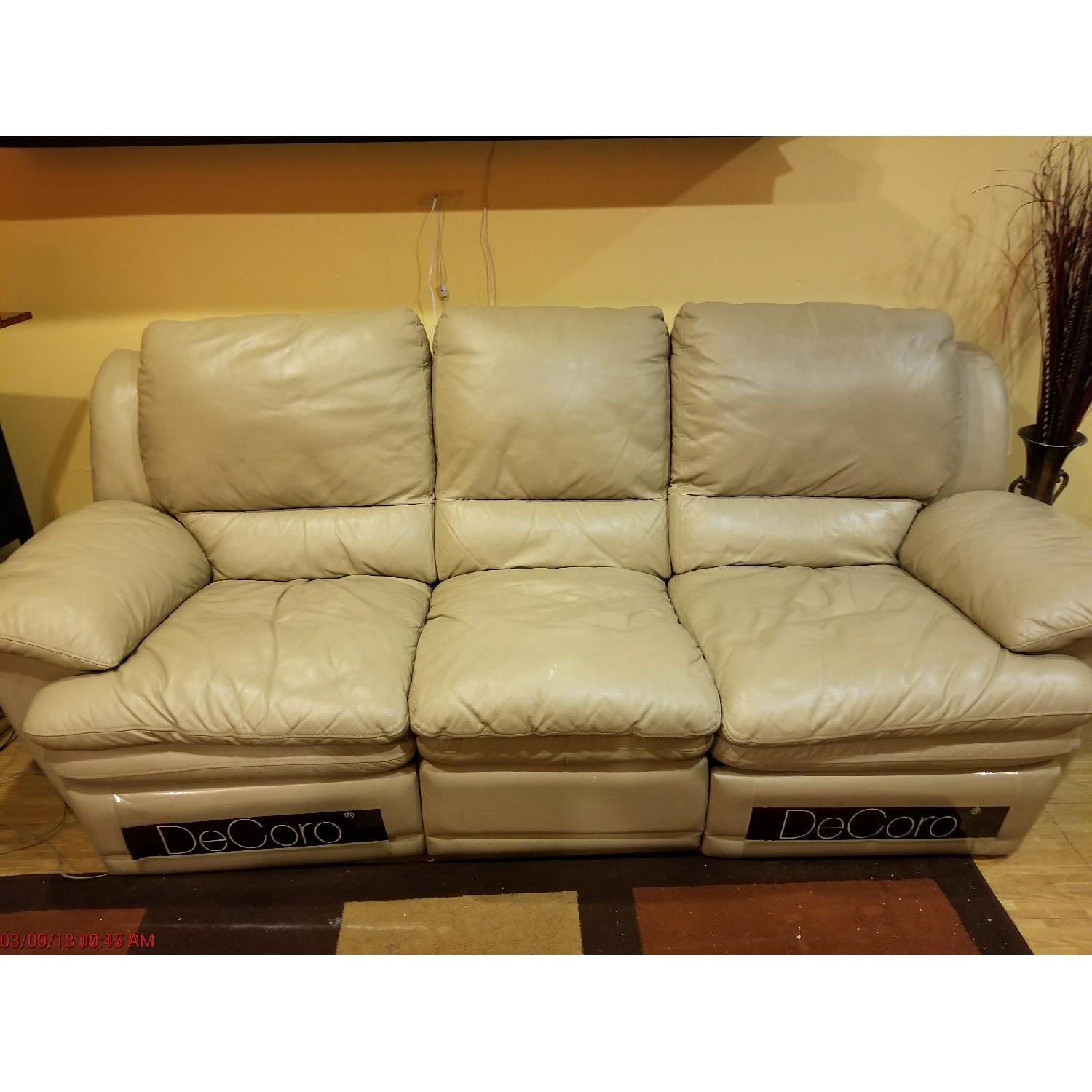 Levitz DeCoro Leather Reclining Sofa - image-1