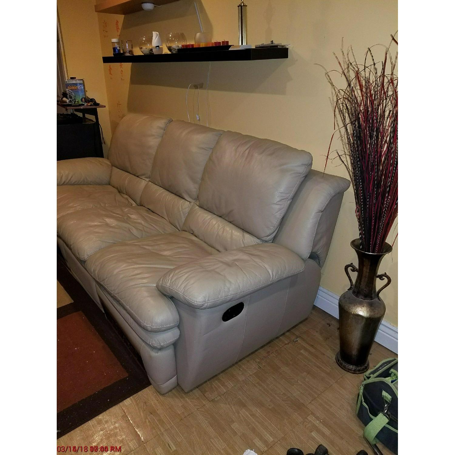 Levitz DeCoro Leather Reclining Sofa - image-6