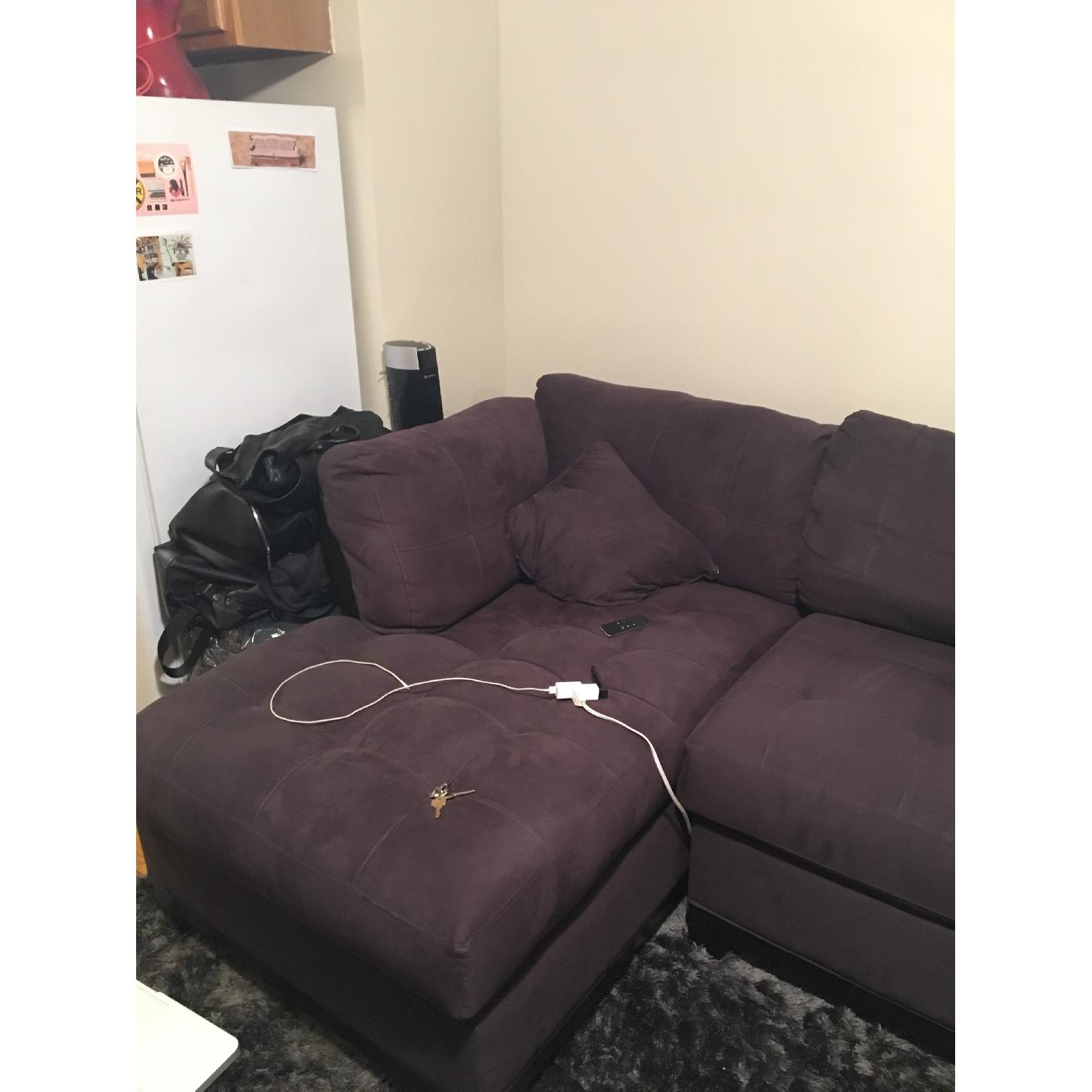 Raymour & Flanigan Cindy Crawford Microfiber Sectional Sofa - image-2