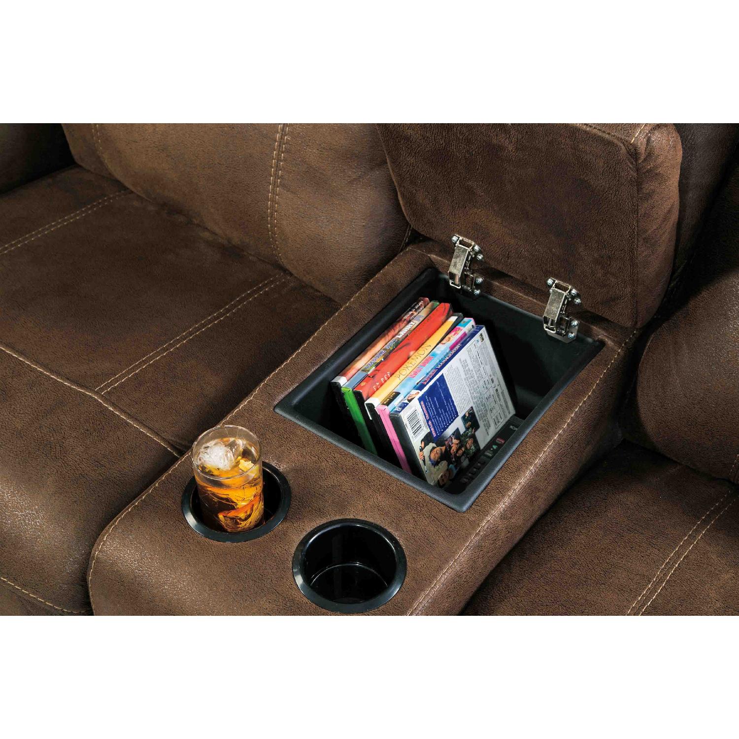 Ashley Austere Double Reclining Sofa w/ Console in Brown - image-2