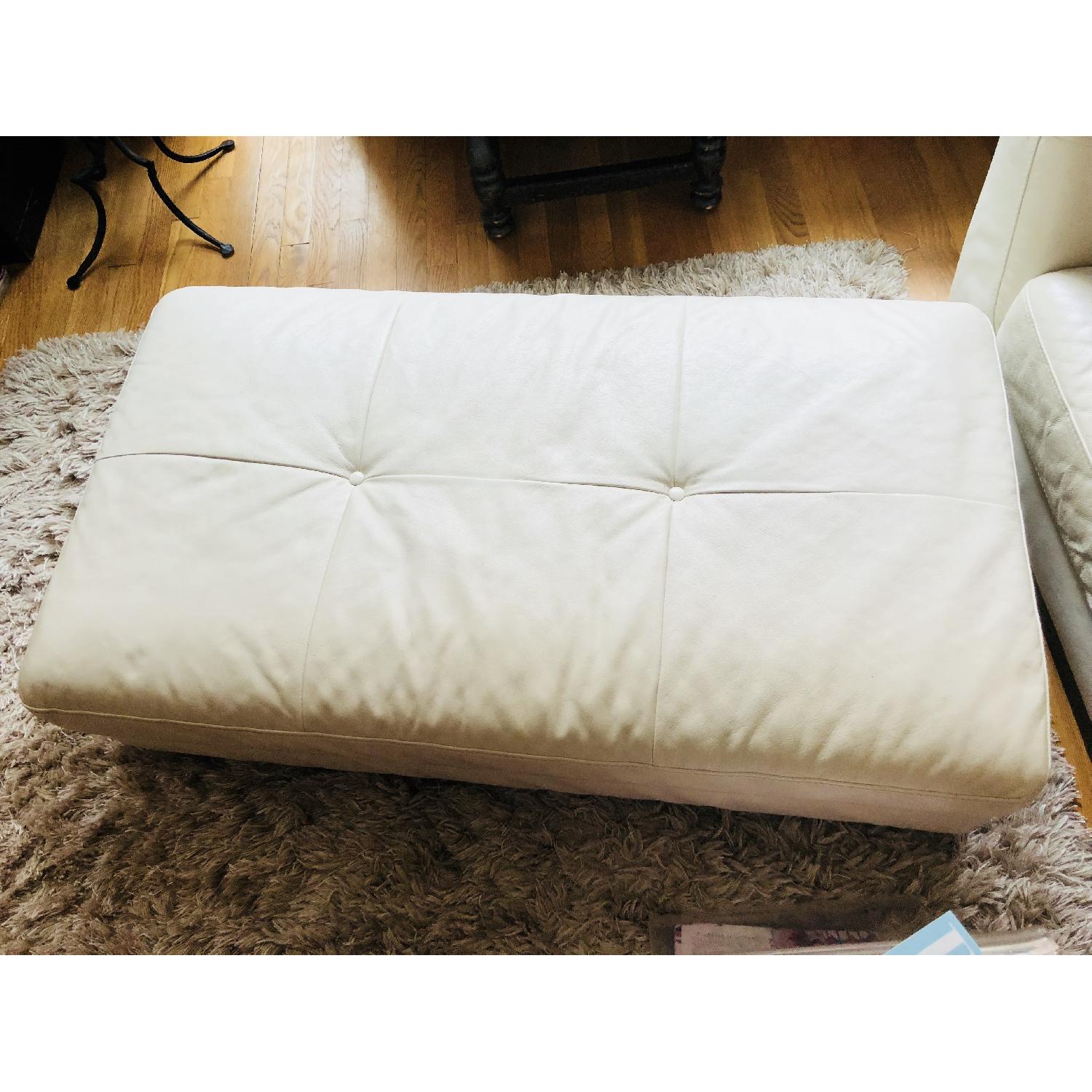 Natuzzi Edition Malibu White Leather Sofa & Ottoman AptDeco