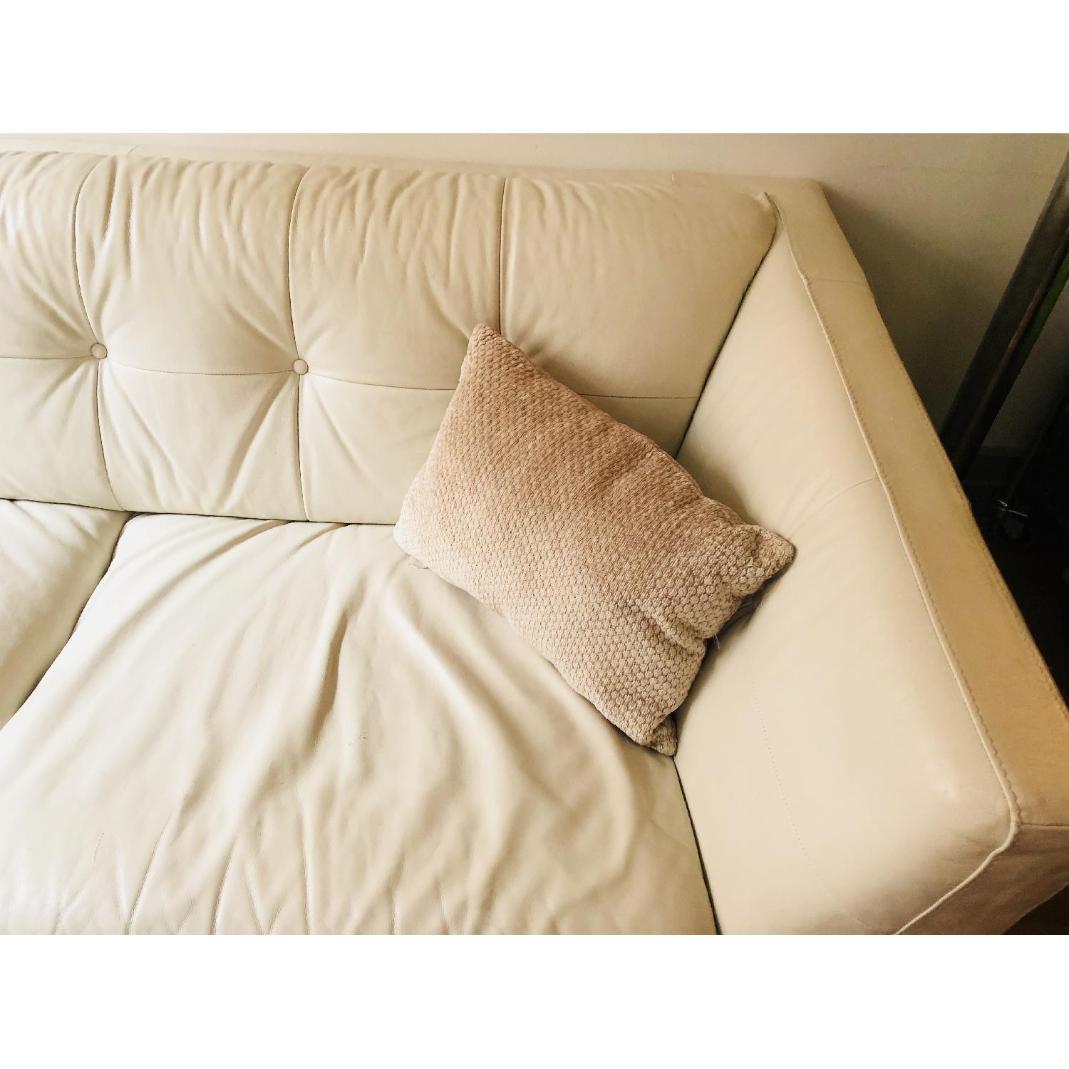 Natuzzi Edition Malibu White Leather Sofa & Ottoman AptDeco