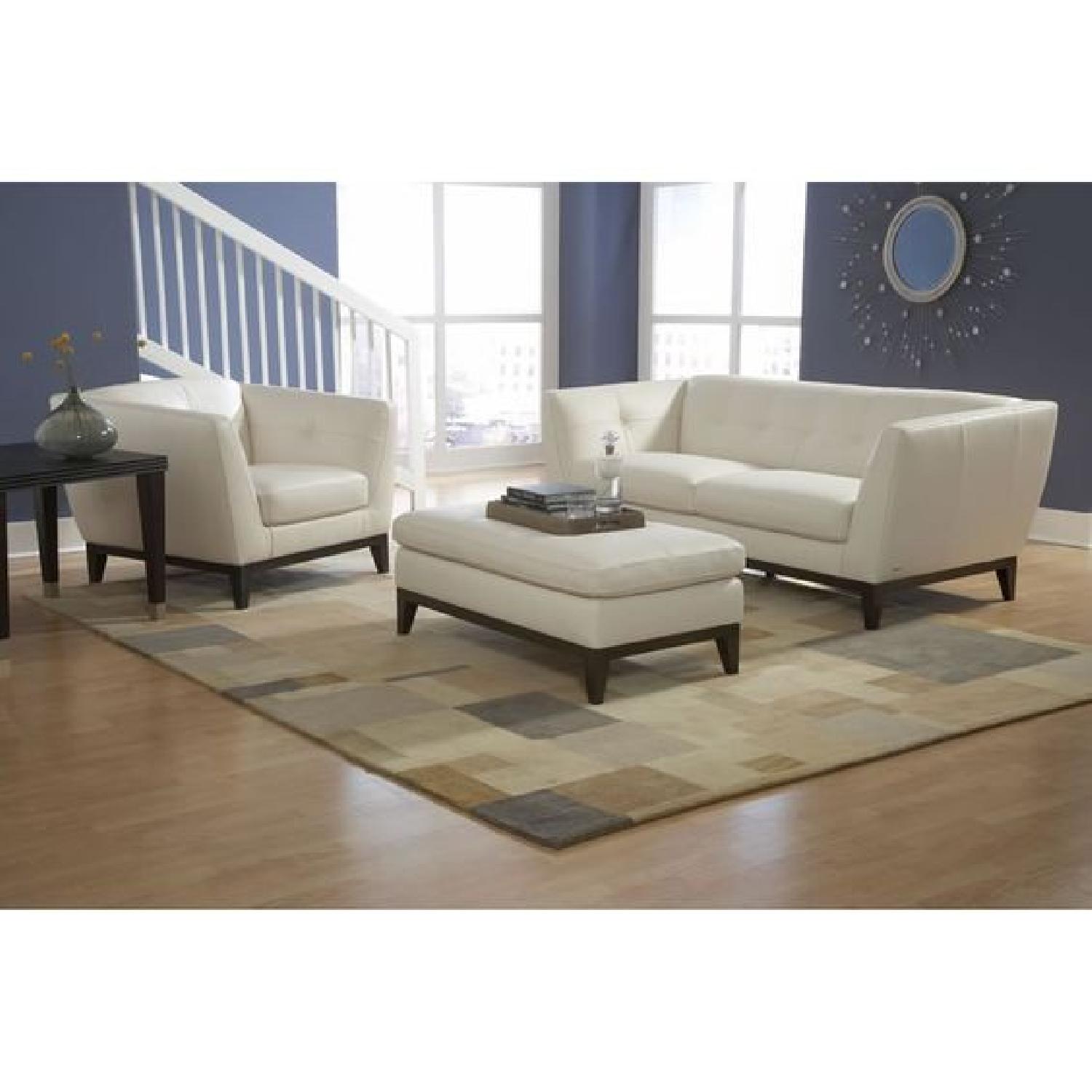 Natuzzi Edition Malibu White Leather Sofa & Ottoman AptDeco